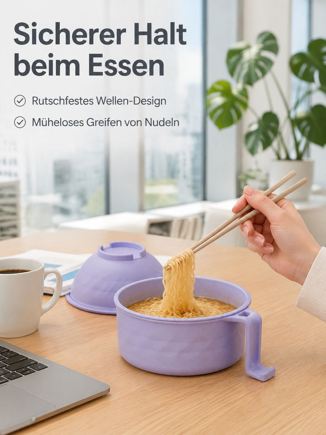 Leichtes und stapelbares Nudel-Schüssel-Set aus Weizenstroh