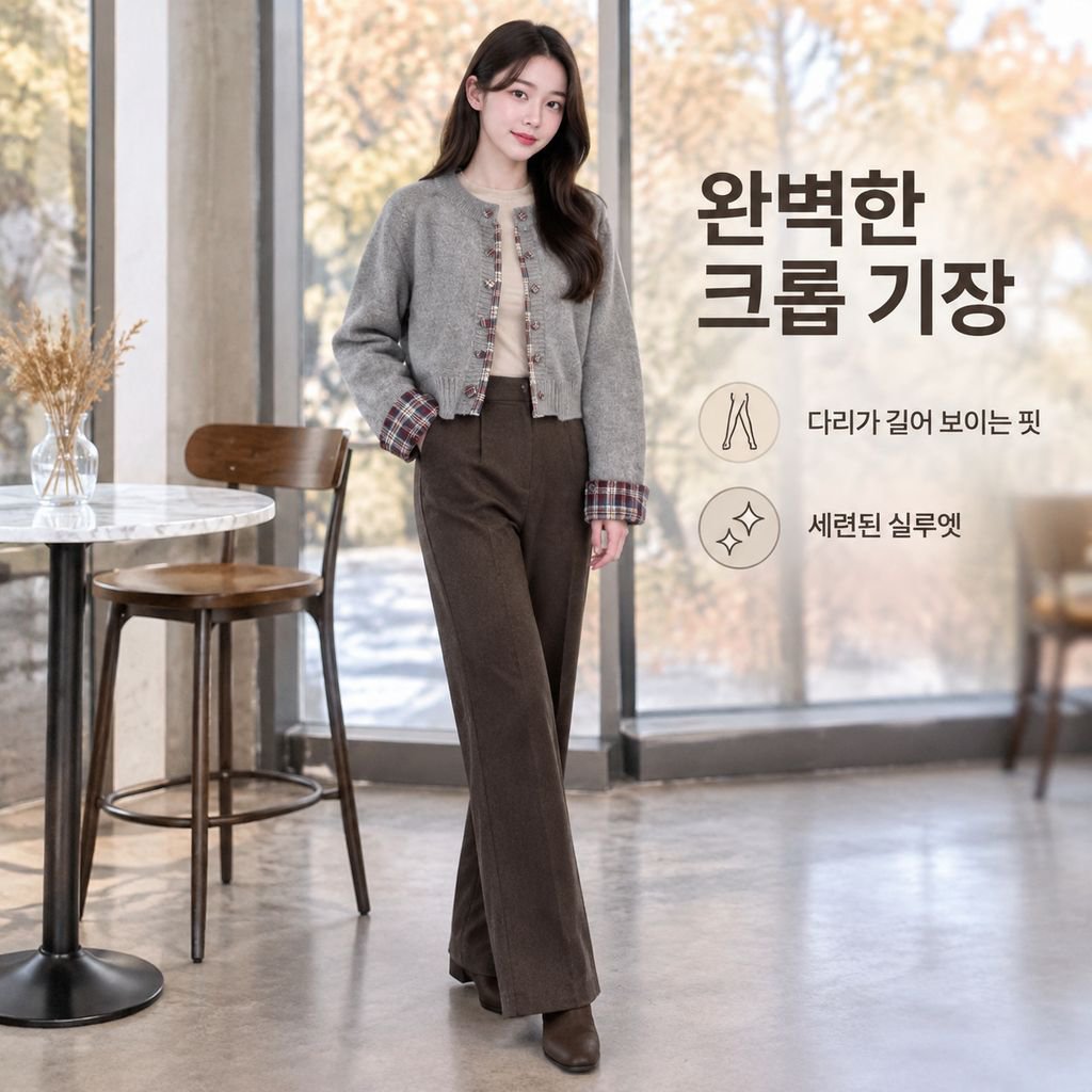 여성용 컬러블록 체크 니트 재킷 (가을/겨울)