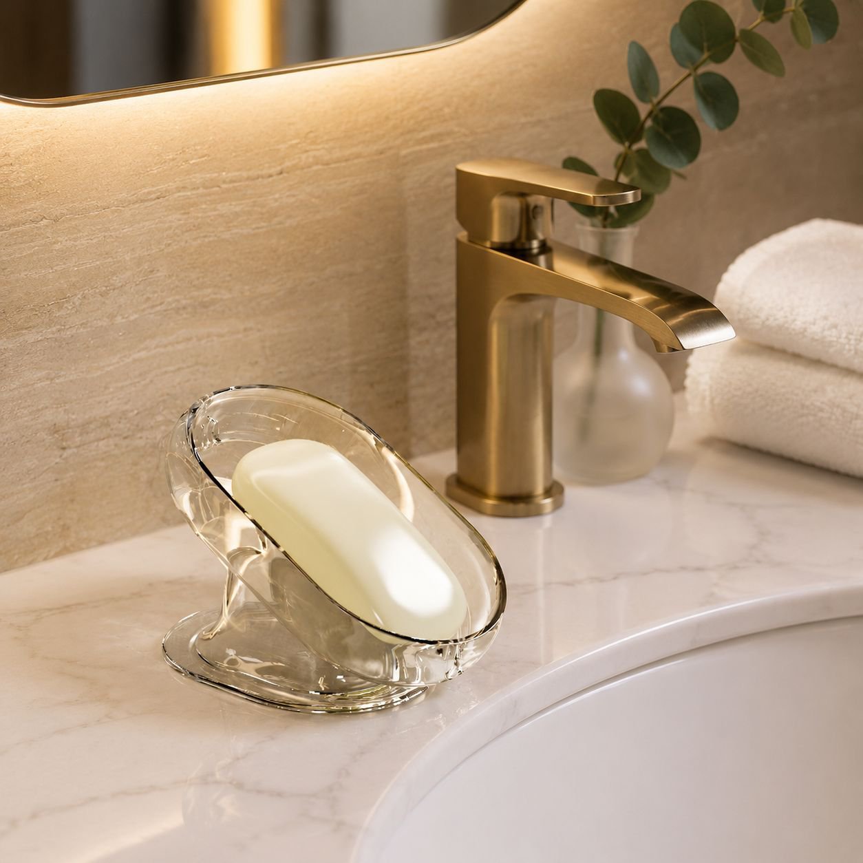 Jabonera grande y elegante para baño doméstico
