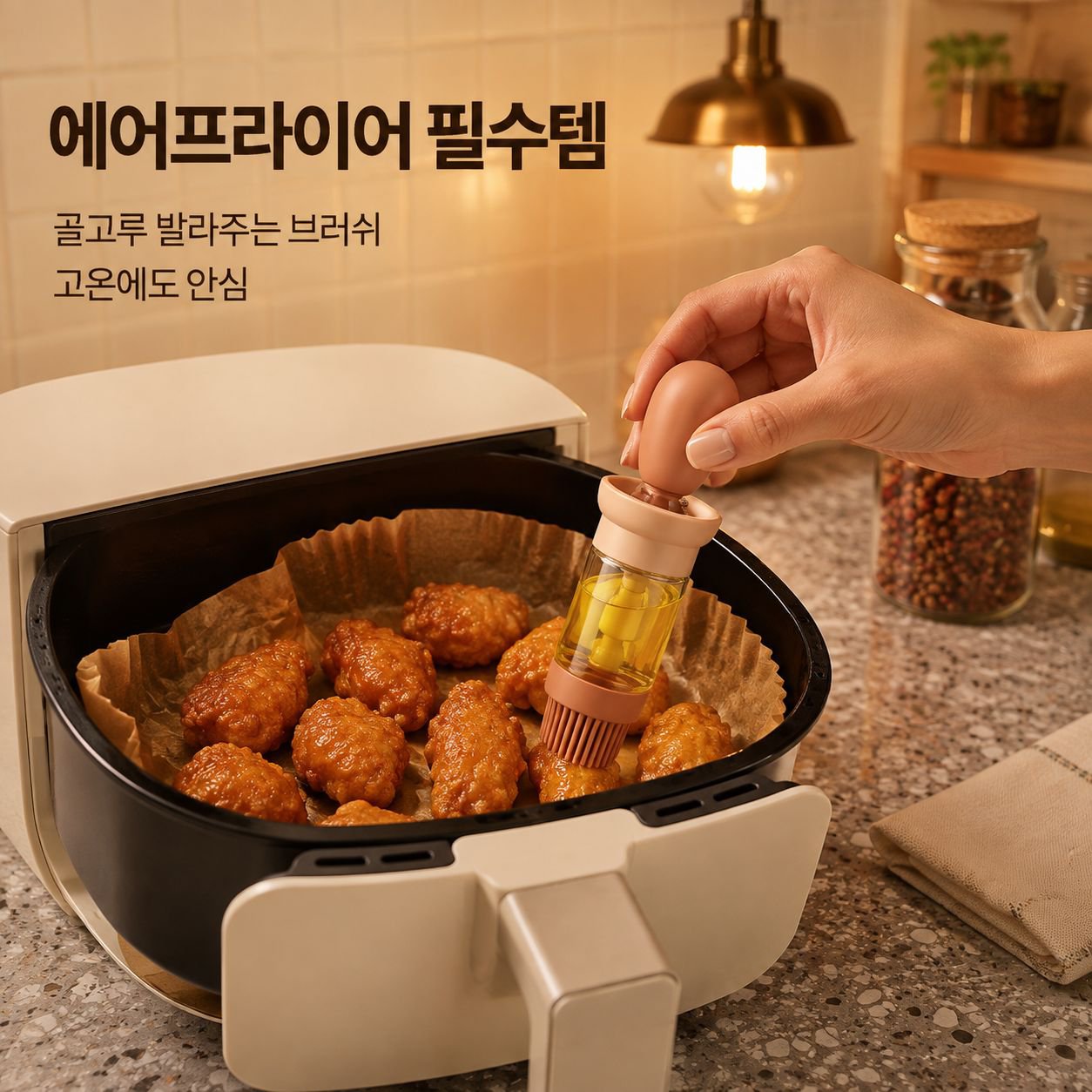 내열 자동흡수 가정용 유리병 브러시 바베큐 오일브러시 일체형