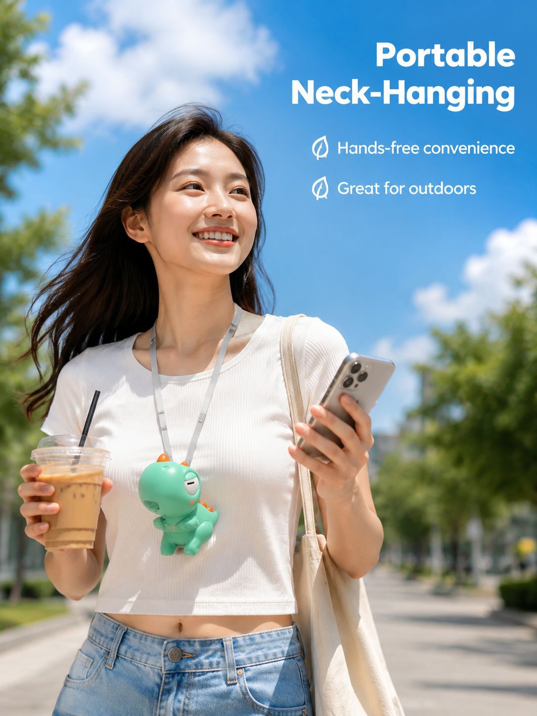 Multifunctional hanging cup mini fan, a great tool for cooling baby food, a portable neck-hanging mi