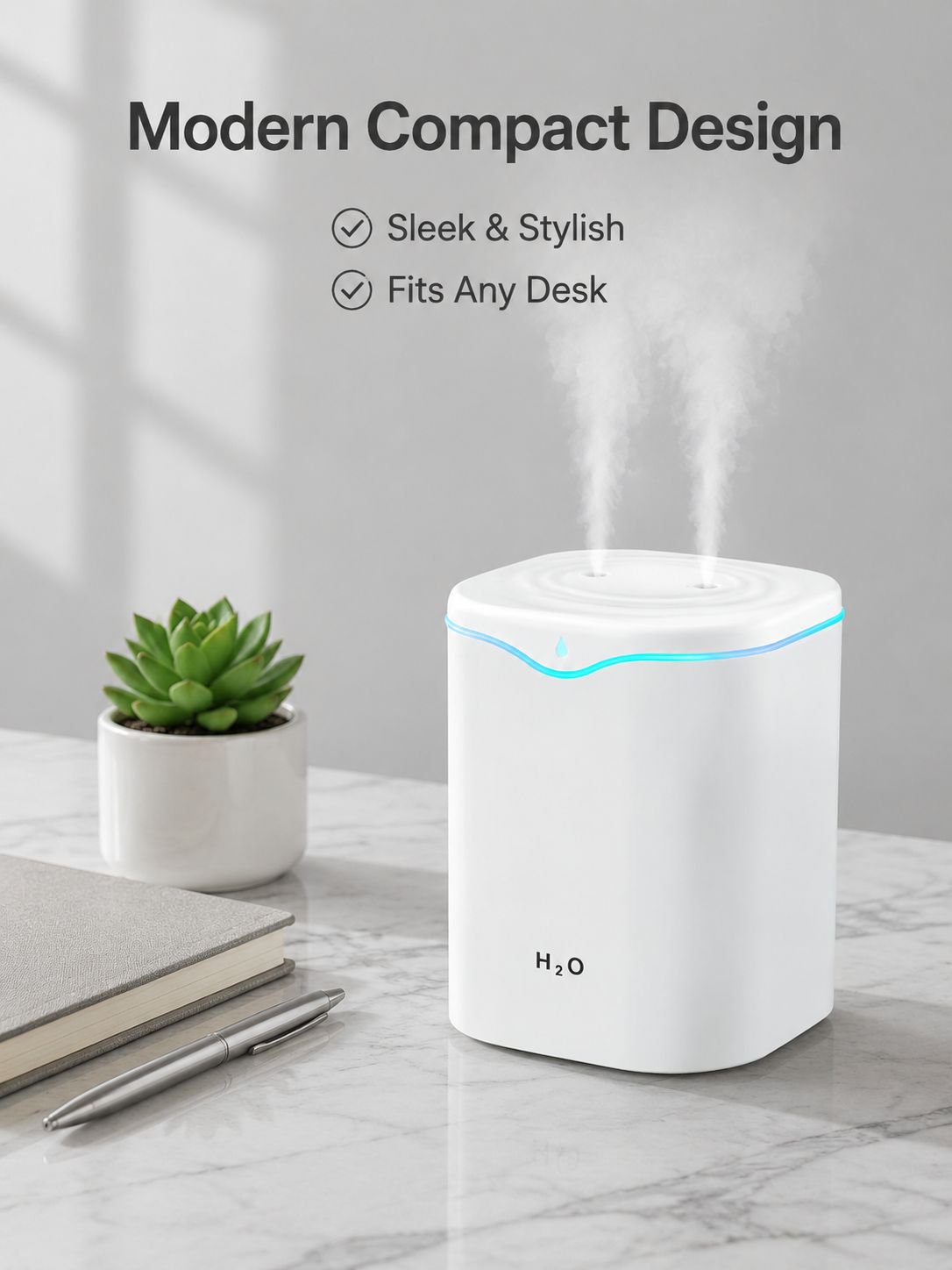 2L Dual Nozzle Silent Humidifier for Home and Office Desktop Air Humidification