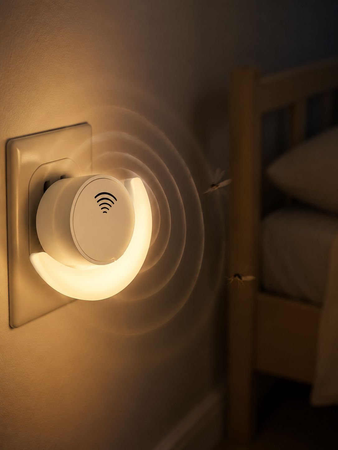 Ultrasonic mosquito repellent night light in living room