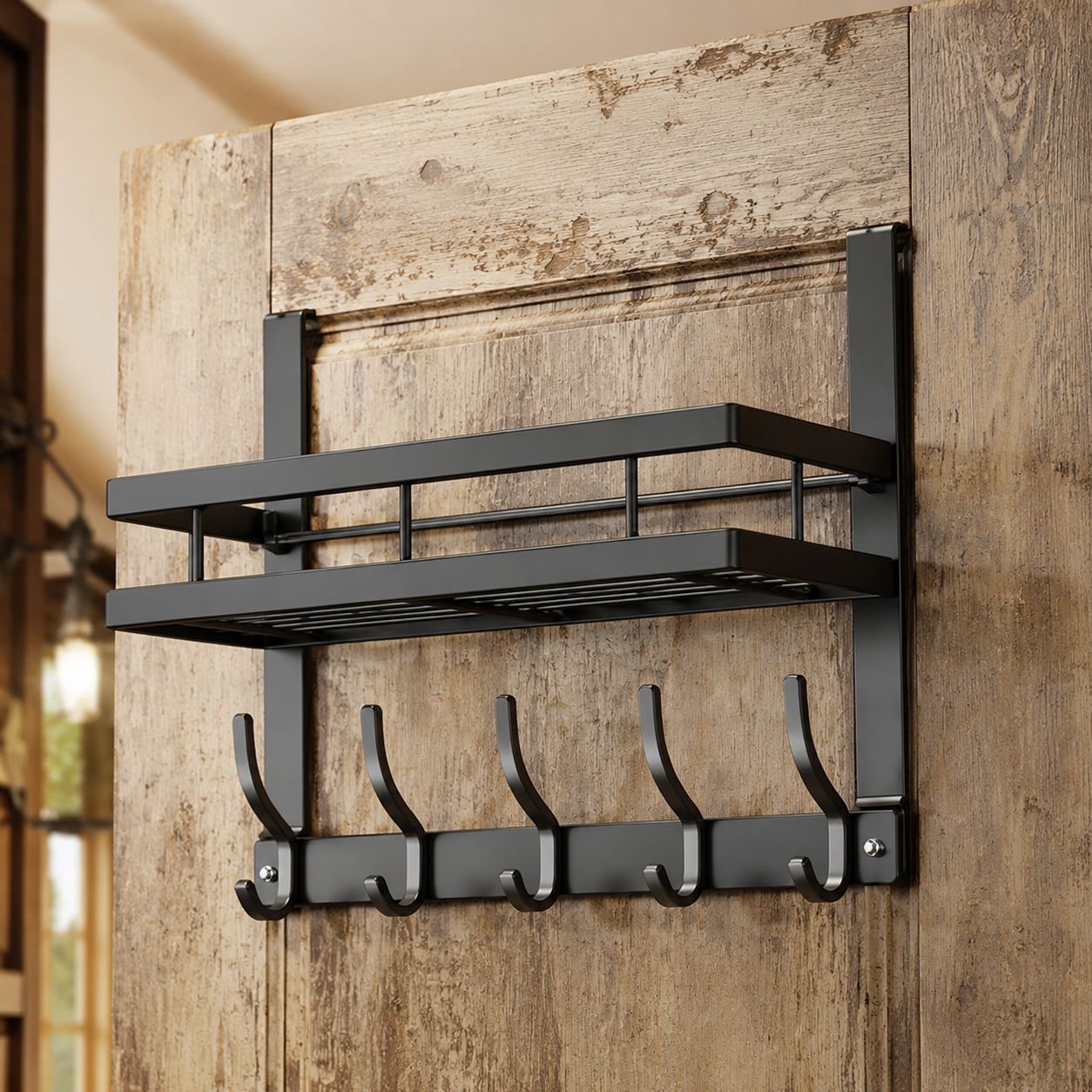 Minimal multi-purpose door back wall-mounted organizer in modern home