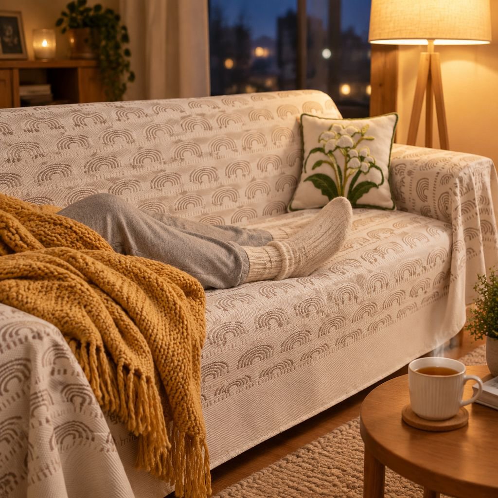 Elegant sofa cover enhancing the look of a luxury living room
