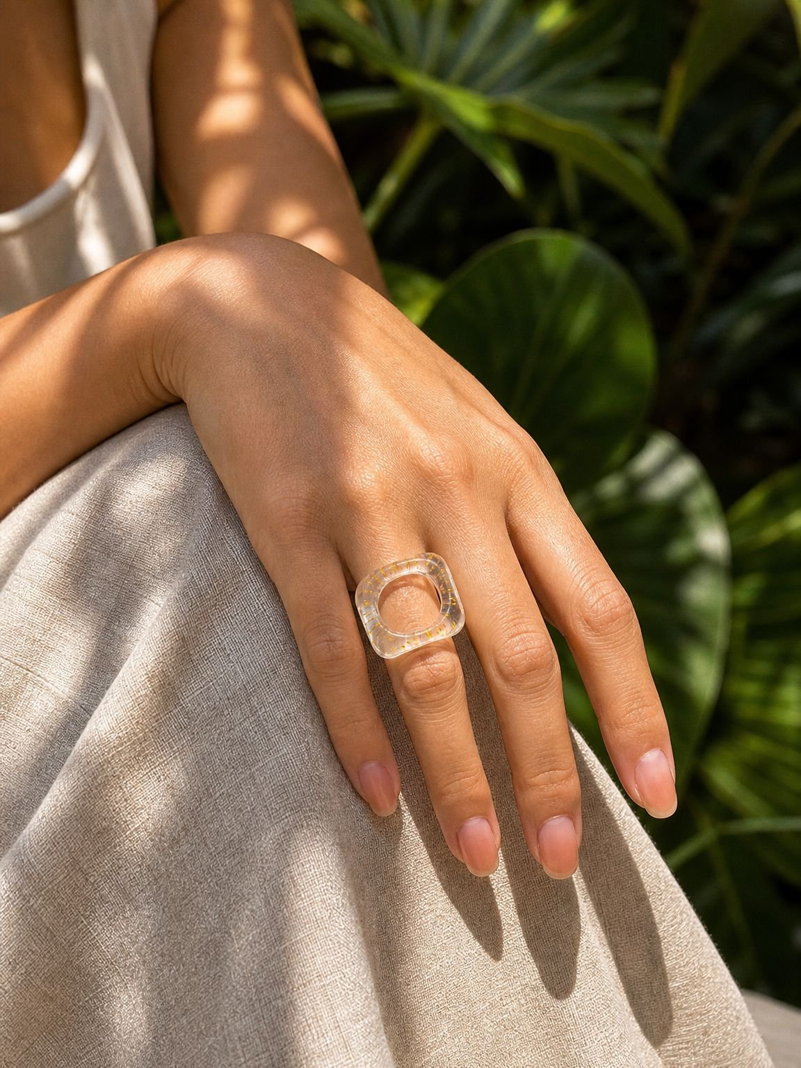 Unique statement resin ring for index finger