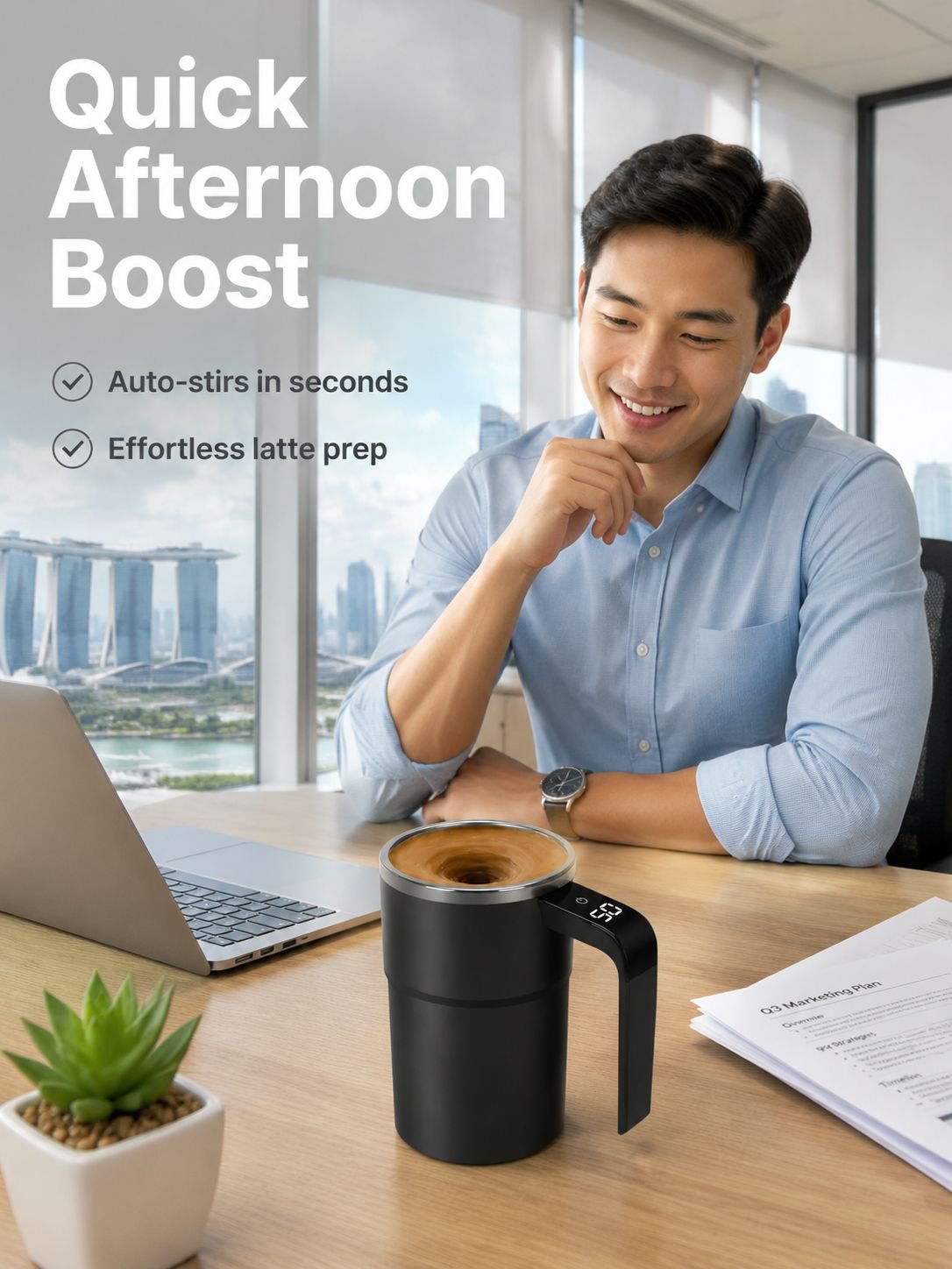 Intelligent temperature measurement magnetic automatic stirring cup
