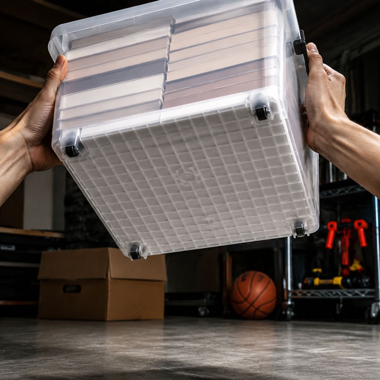 Stackable 47-liter organizer box for clothes and toys