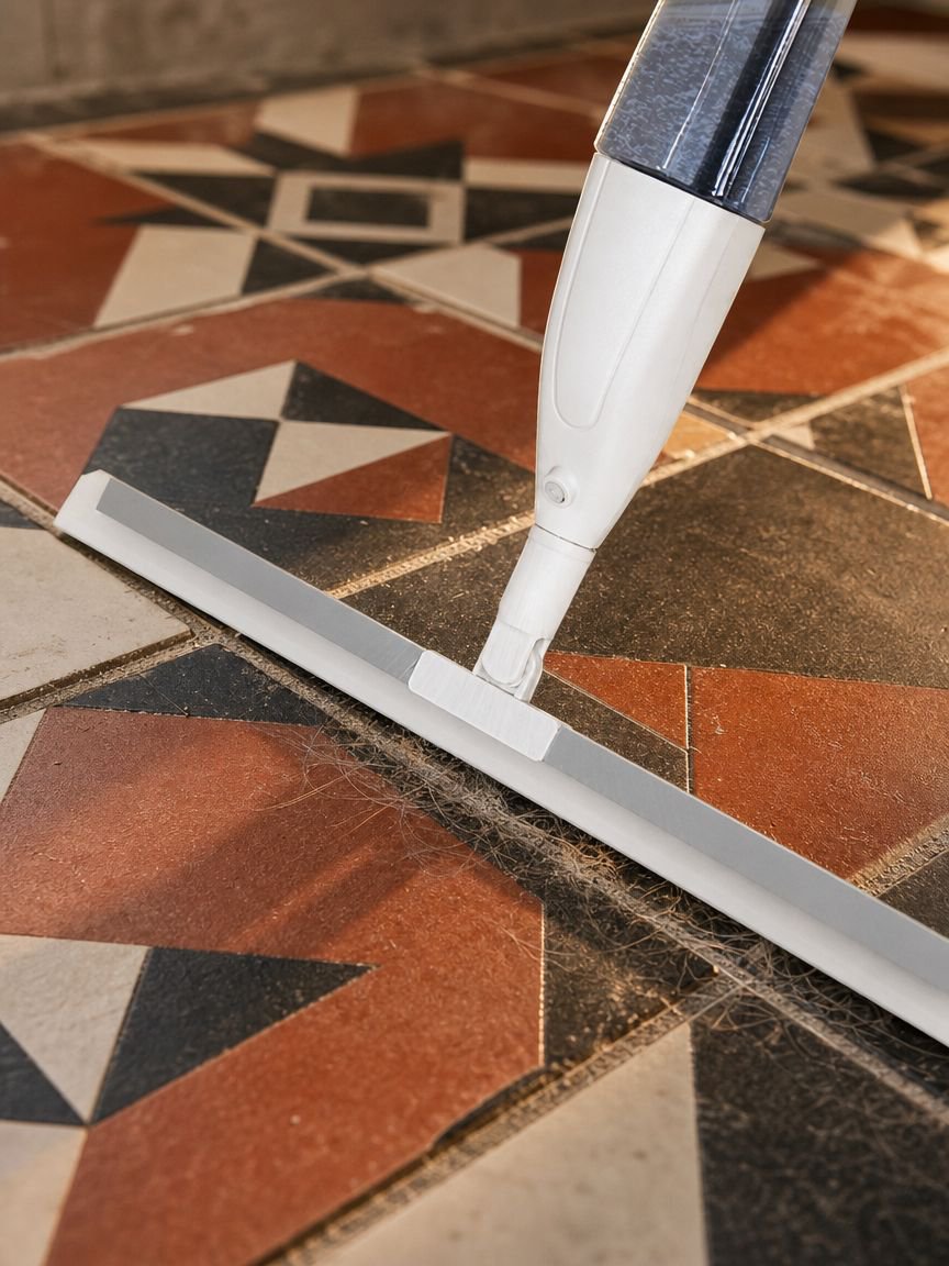 Close-up of silicone blade on magic broom