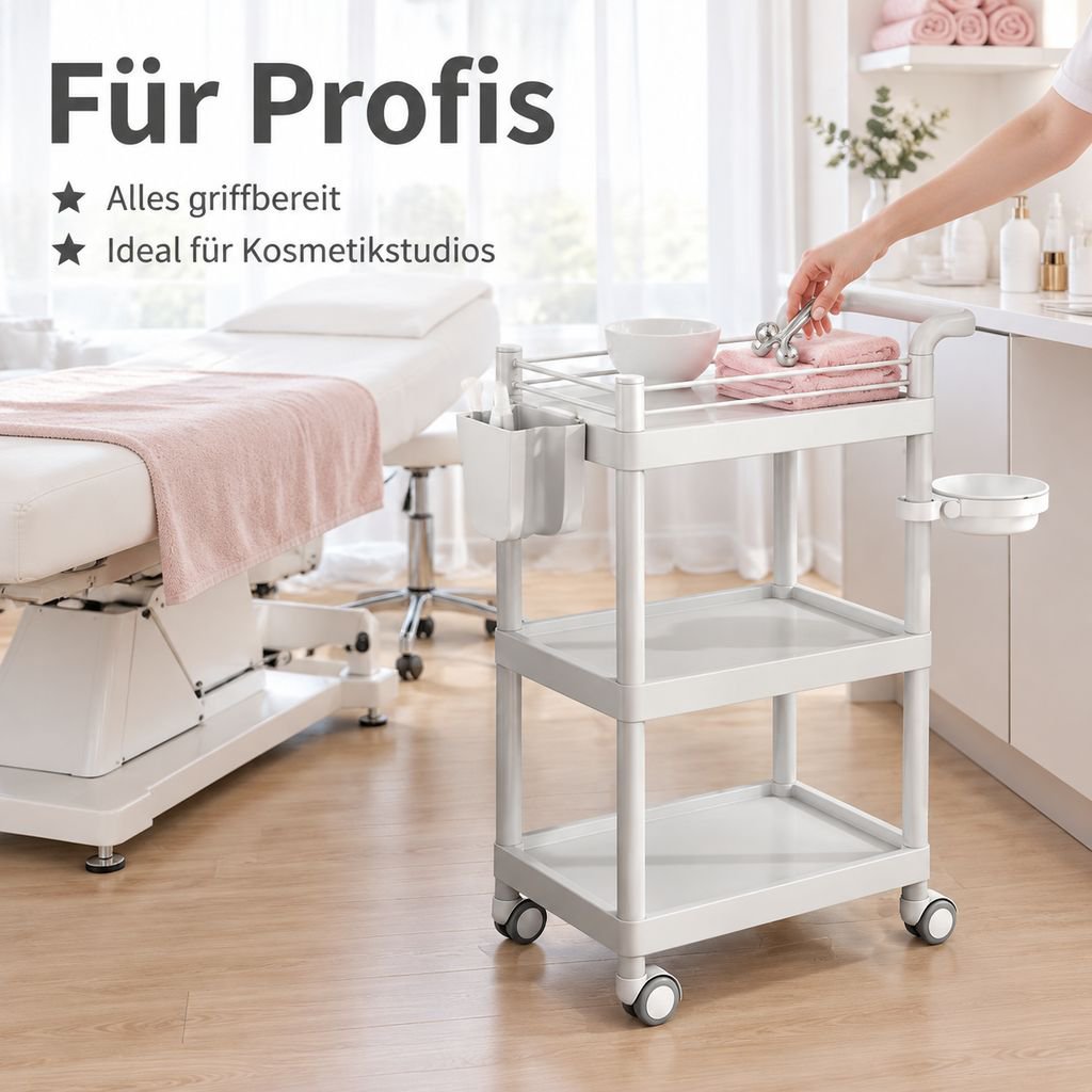 Praktischer Beistellwagen auf Rollen für flexible Ordnung im Arbeitsbereich