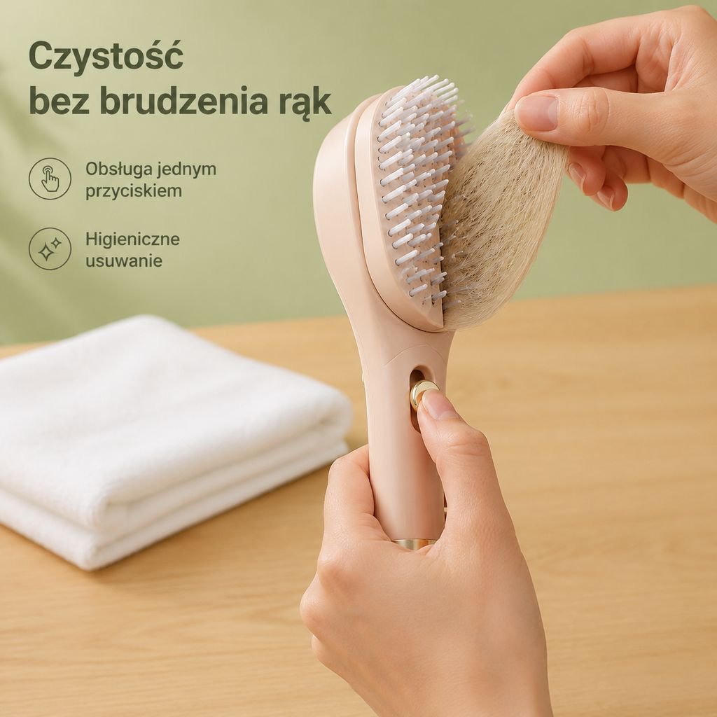 Wysuwany magiczny grzebień, który usuwa włosy jednym kliknięciem.