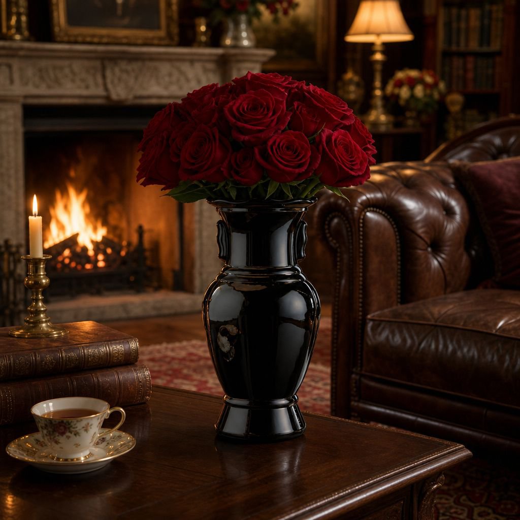 Artisan glass vase for dining table centerpiece