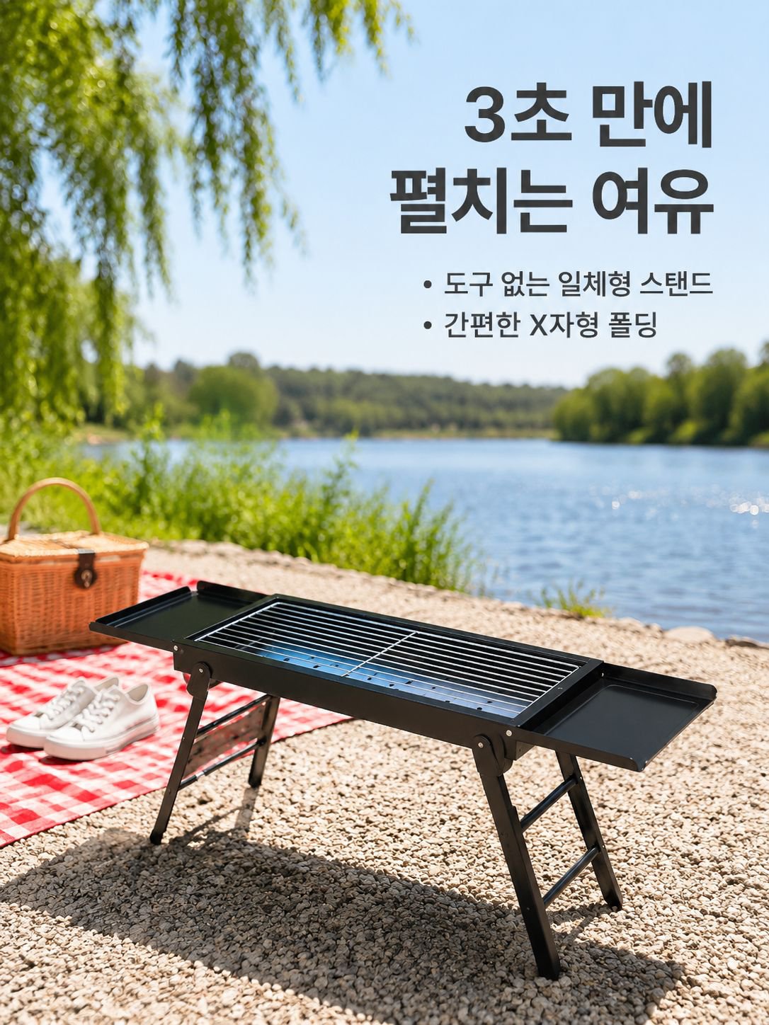 도톰한 접이식 바베큐 그릴