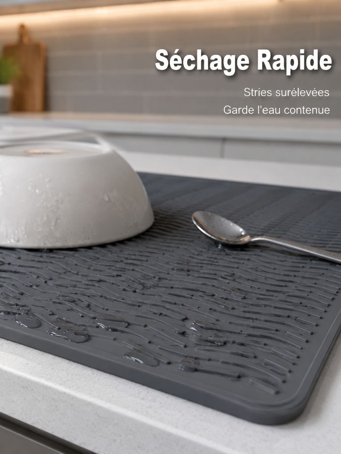 Tapis de cuisine anti-brûlure et égouttoir