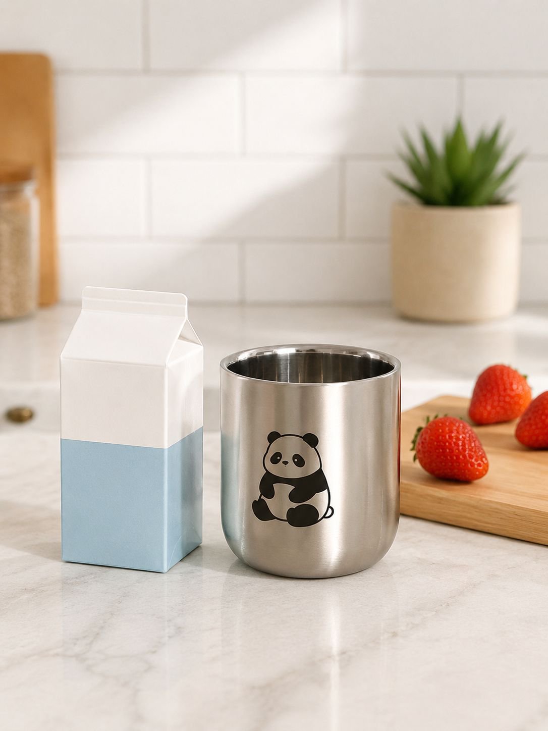 Vaso de leche de acero inoxidable grado alimenticio, ideal para oficina