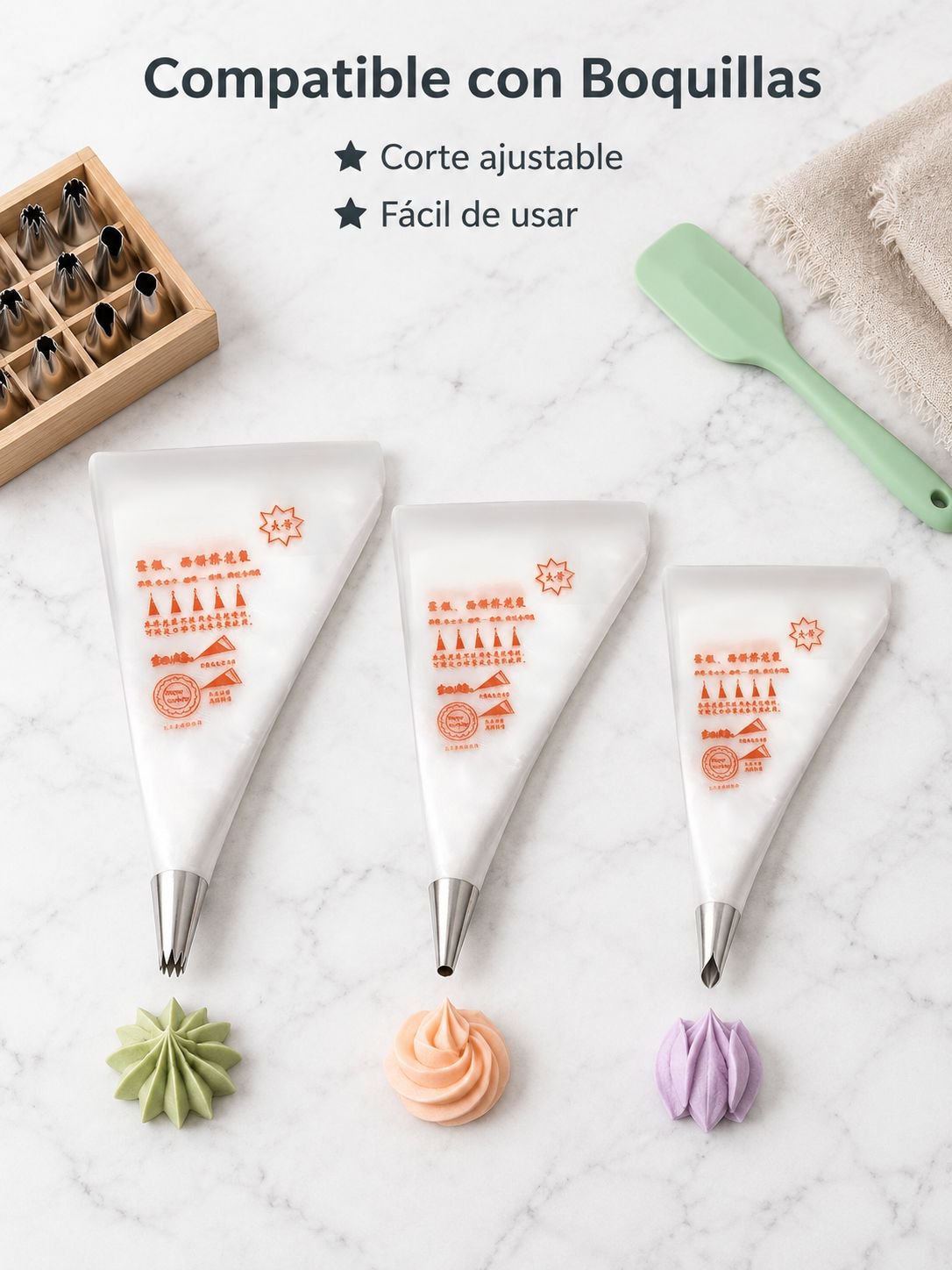 Kit de 100 mangas pasteleras desechables reforzadas para repostería en casa