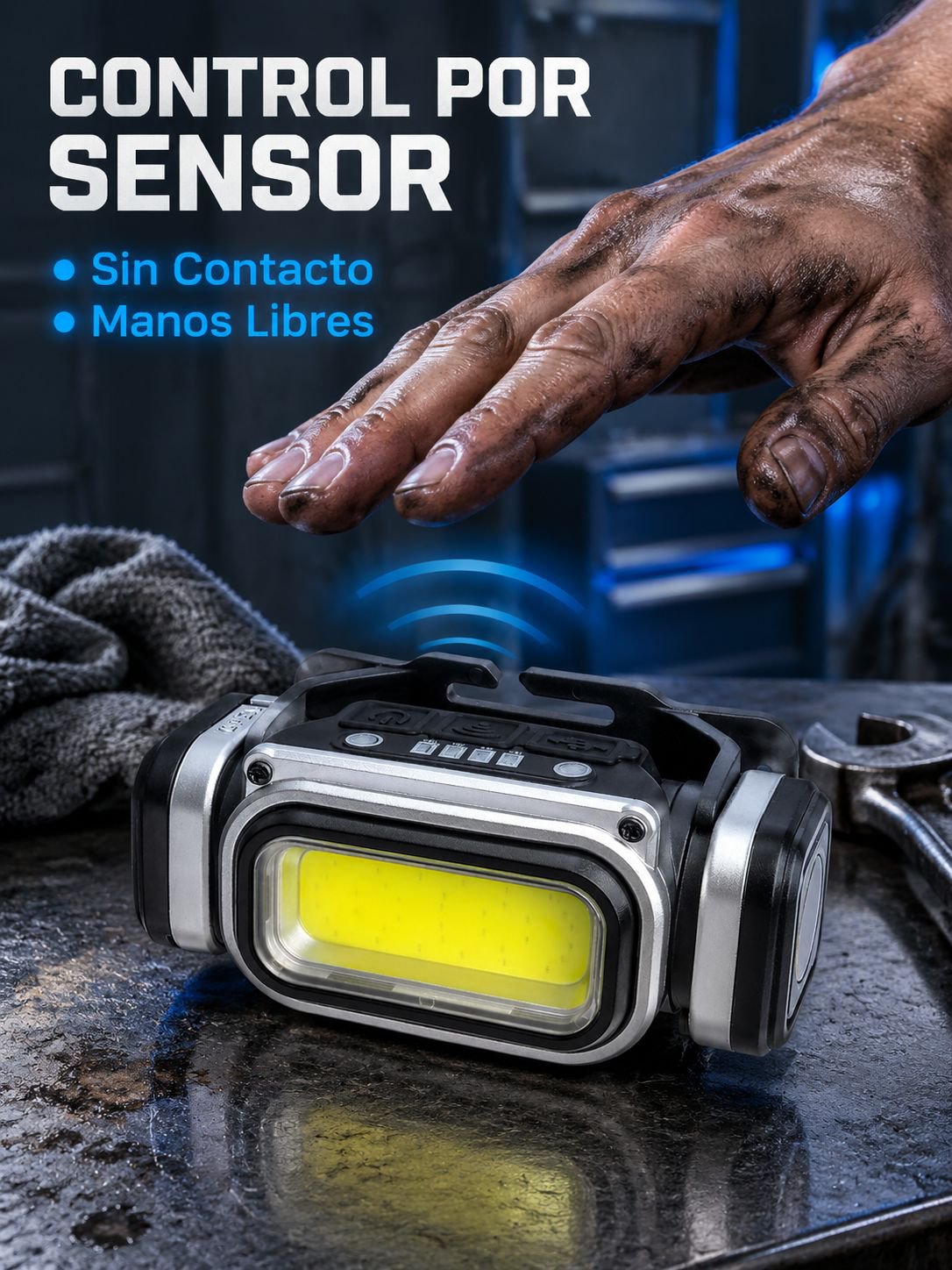 Lámpara Frontal LED de Alta Potencia y Largo Alcance, Portátil