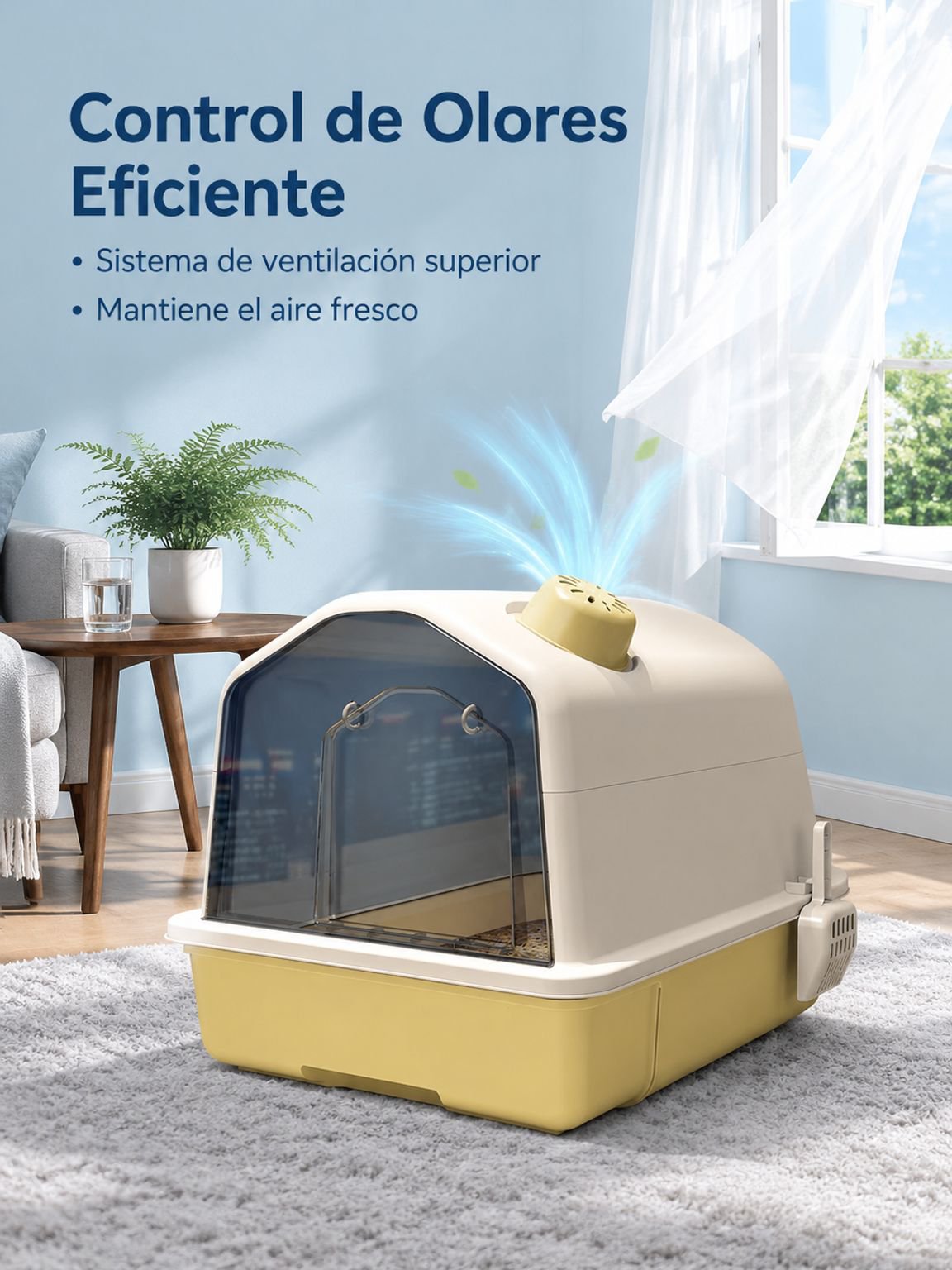 Arenero para gatos completamente cerrado y extra grande, antiolor