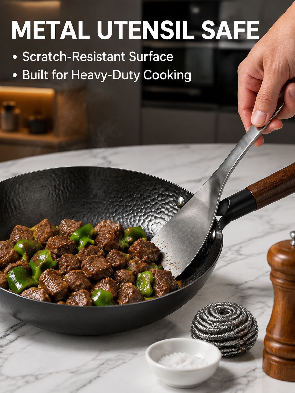 Uncoated Hammered Frying Pan