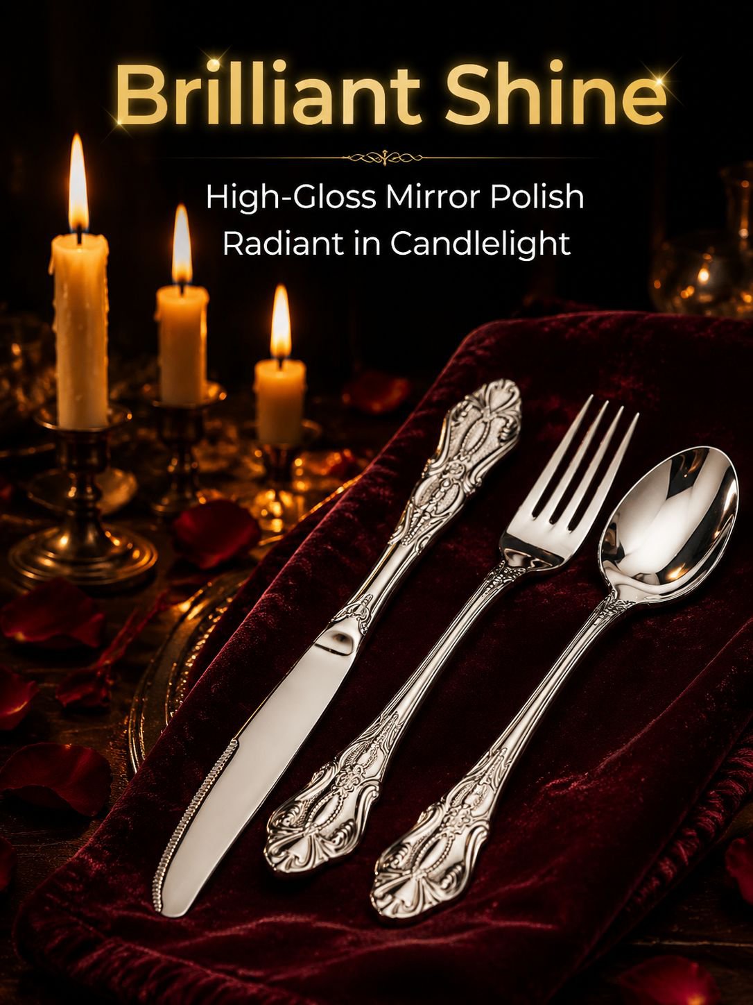 Vintage Gold Stainless Steel Flatware Set