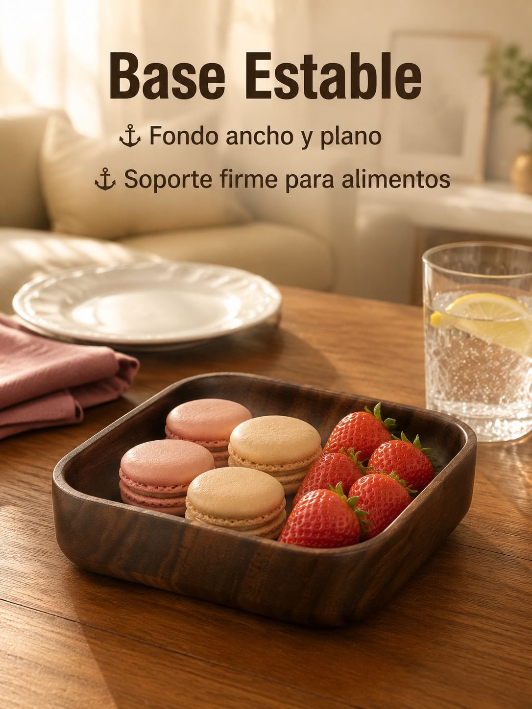 Bandeja de madera para frutas de uso doméstico