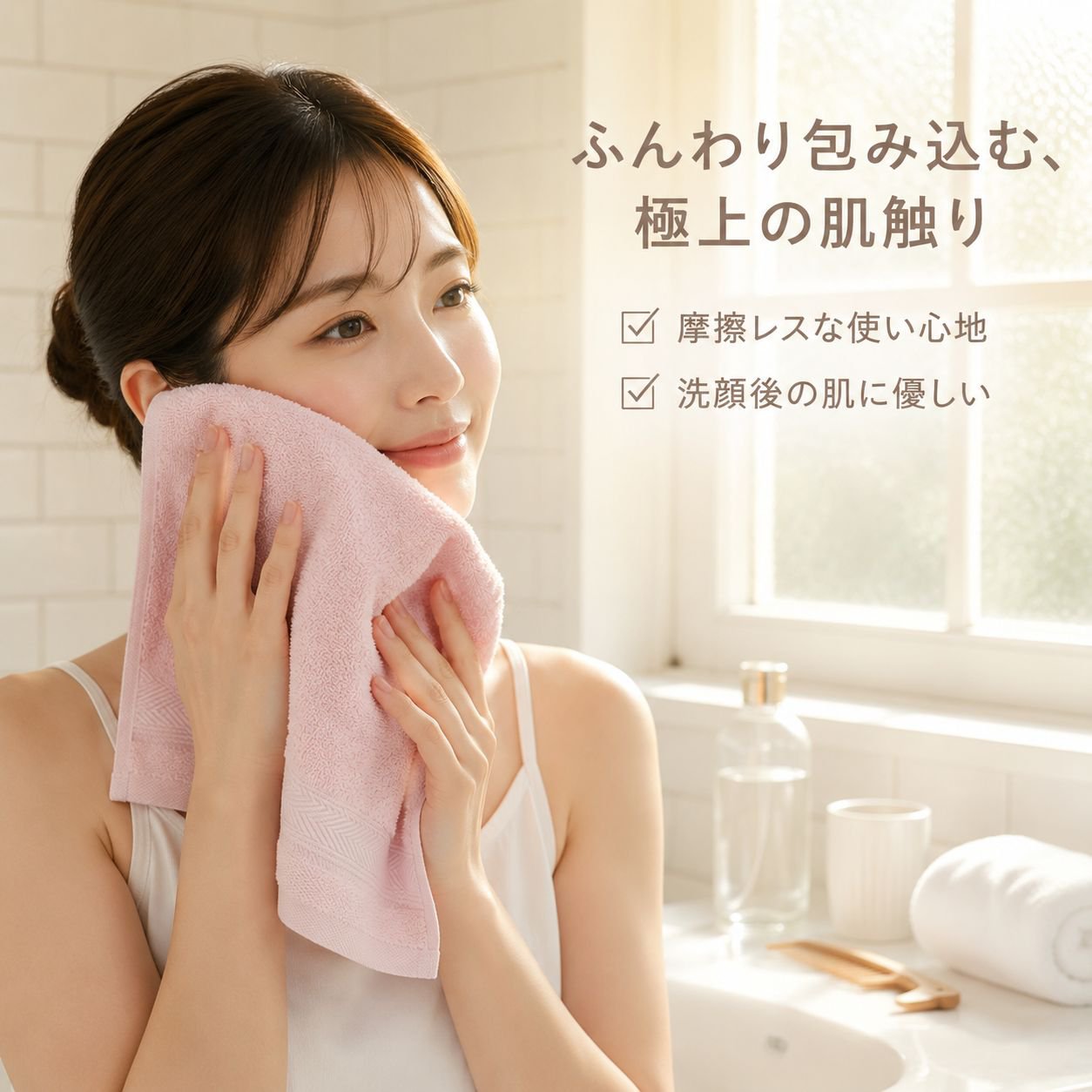 シンプルコットンハンドタオル 吸水速乾