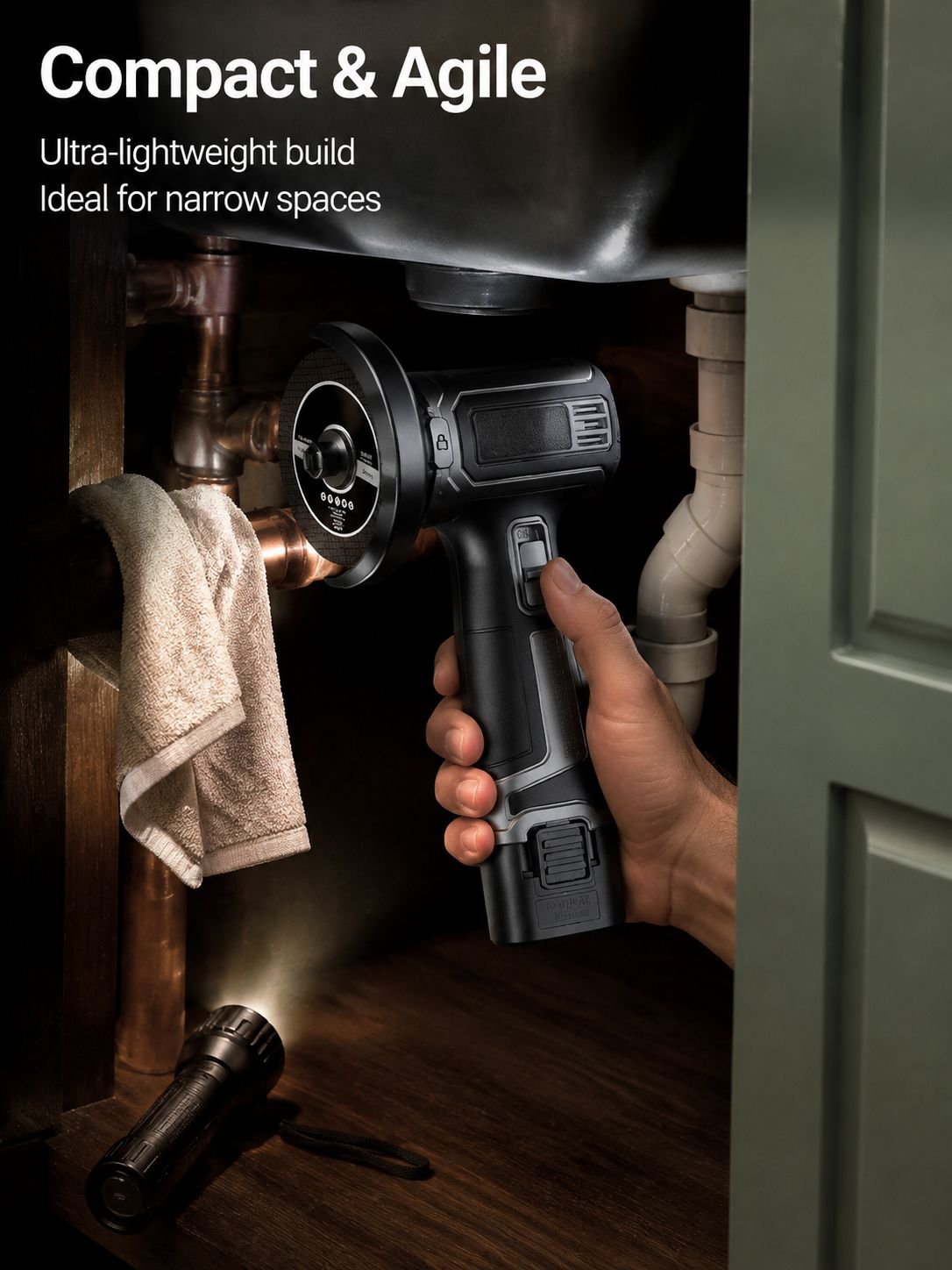 Ergonomic cordless angle grinder handle