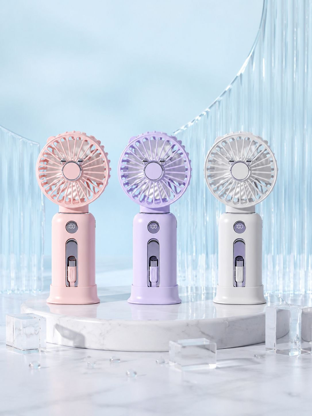 Rechargeable 10,000 mAh Handheld Mini Fan with Digital Display