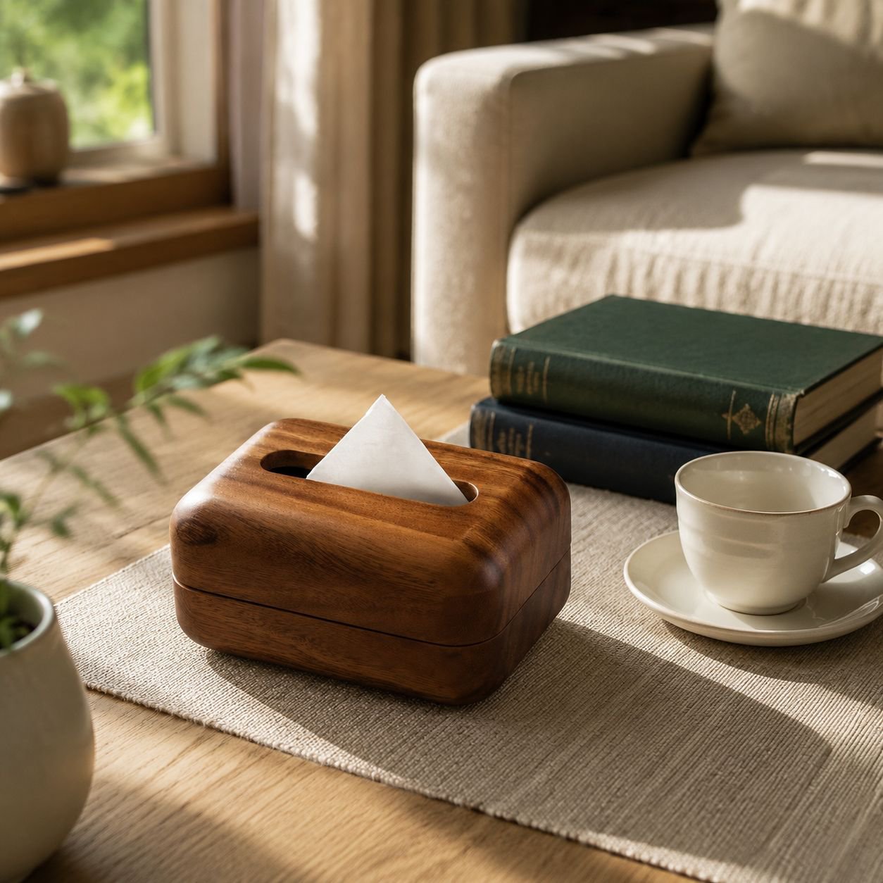 New Chinese Style Wooden Tissue Storage Box for Office Desk and Coffee Table