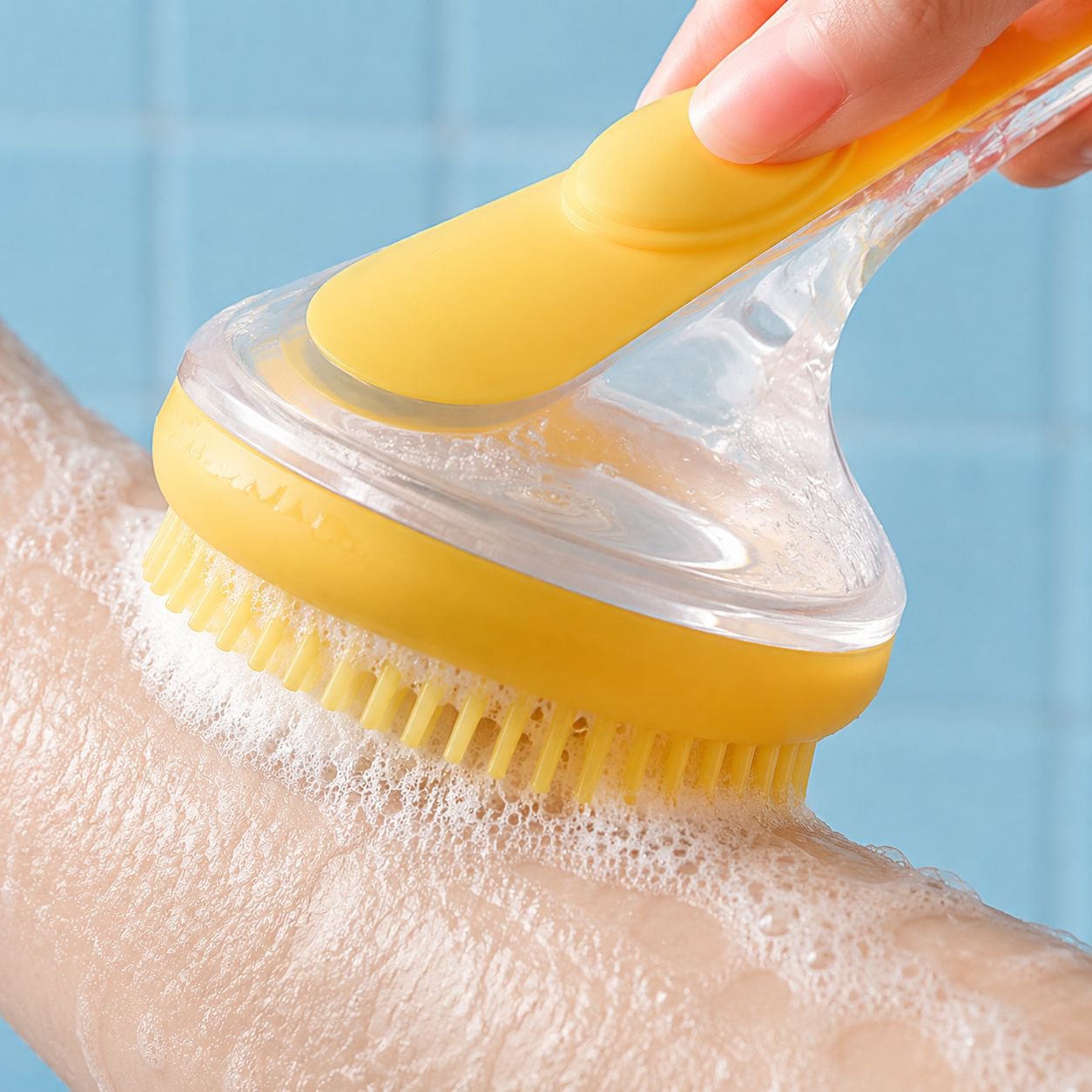 Shampoo dispensing pet bath brush for convenient grooming