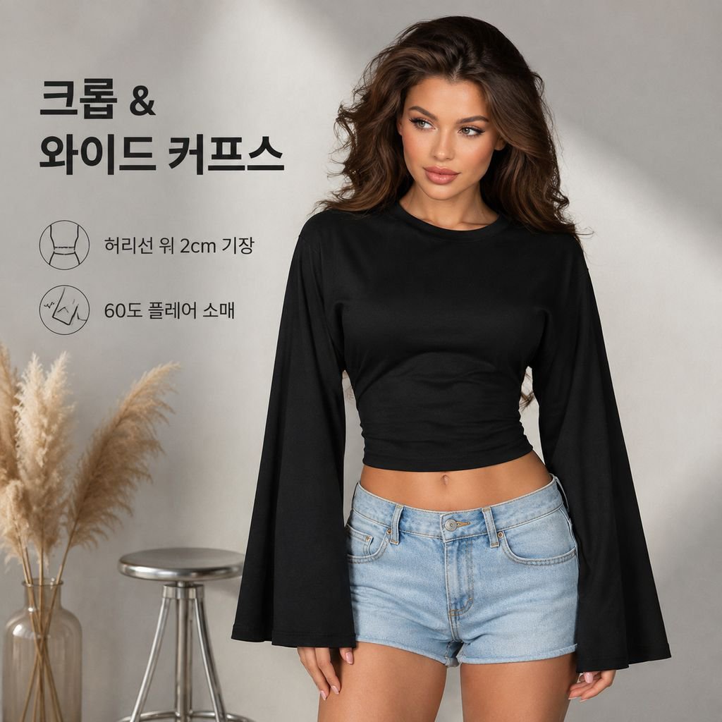 슬림핏 허리 강조 섹시 긴팔 티셔츠