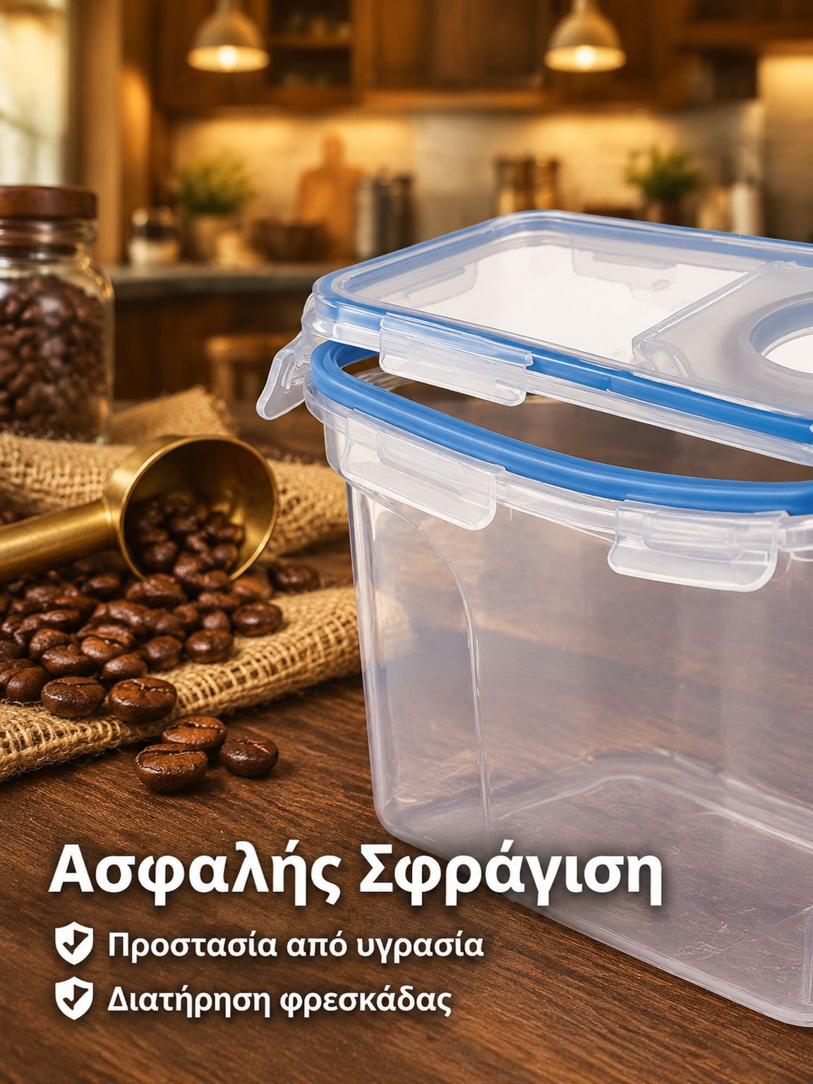 Διαφανές πλαστικό δοχείο αποθήκευσης