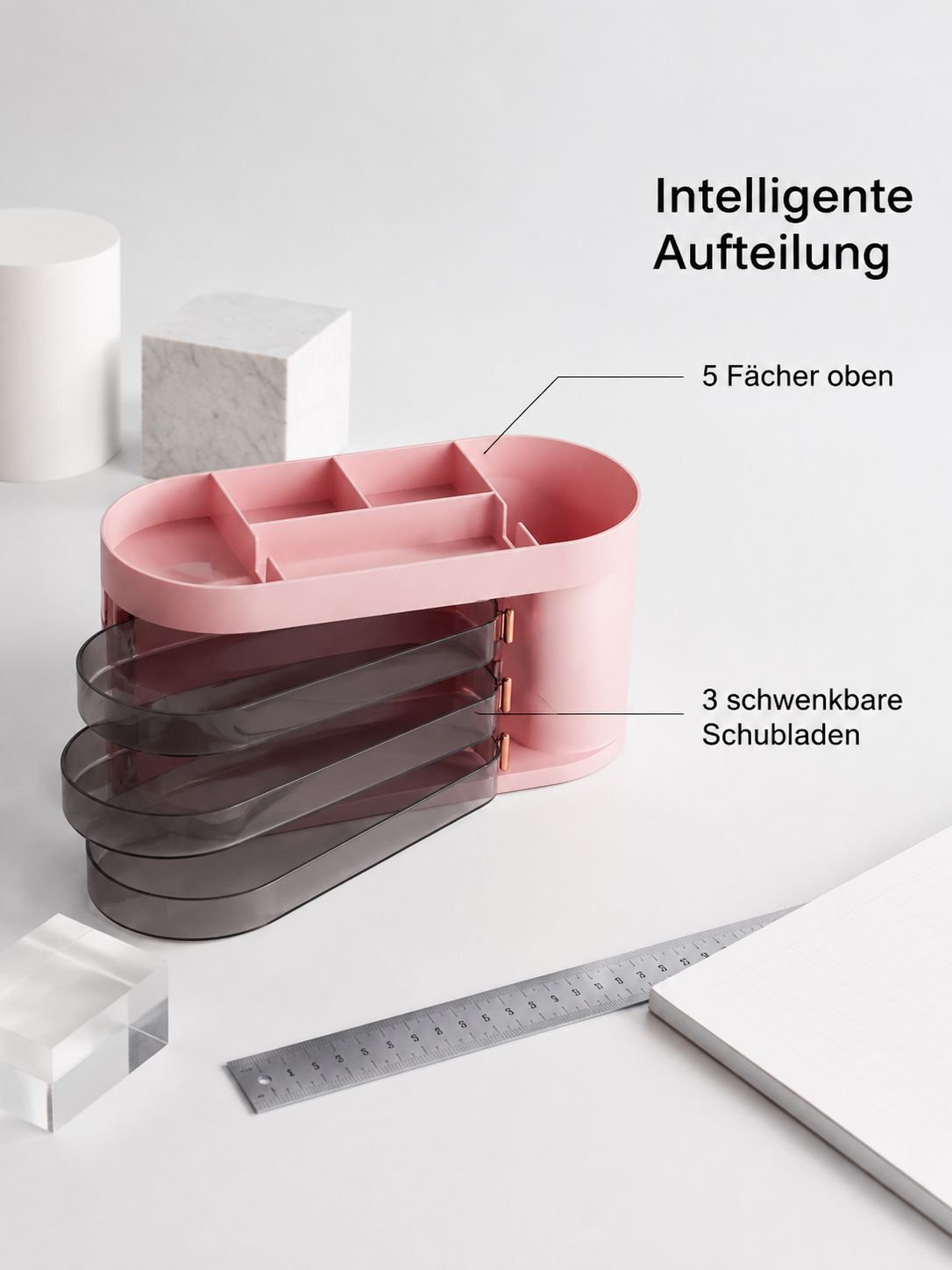 Organizer mit mehreren Fächern zur Aufbewahrung von Make-up und Büroartikeln