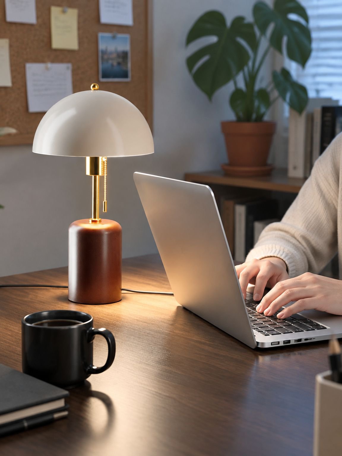 Nachttischlampe aus natürlichem Massivholz mit Retro-Design