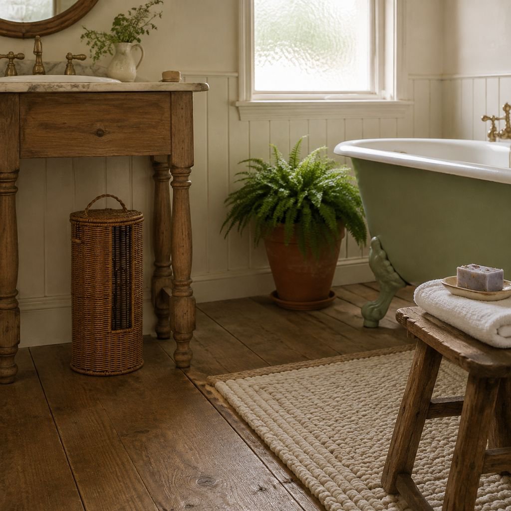 Round rattan-style storage bin with lid for toilet paper