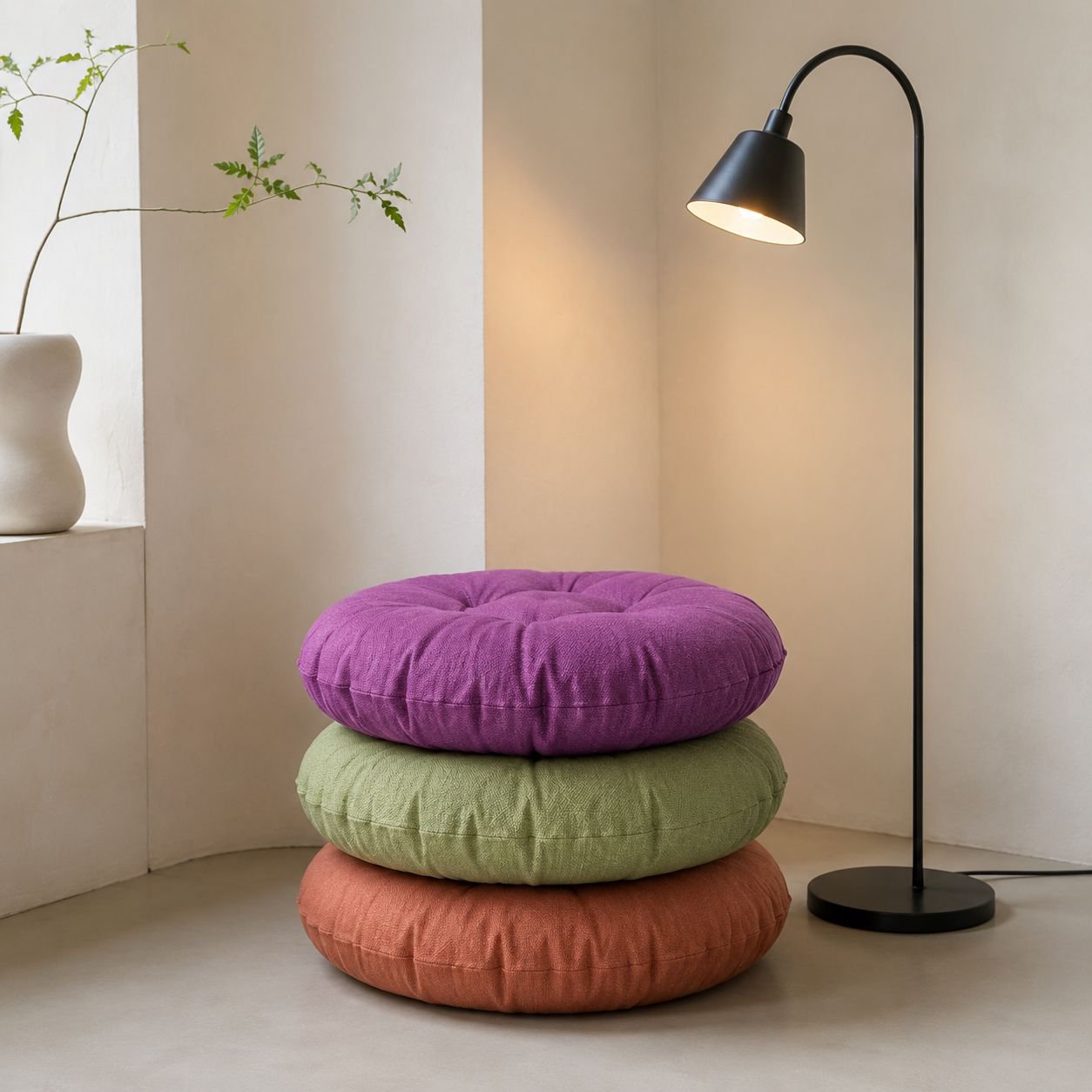 Coussin d’assise rond uni, confortable et respirant, pour salon et chambre, style tatami