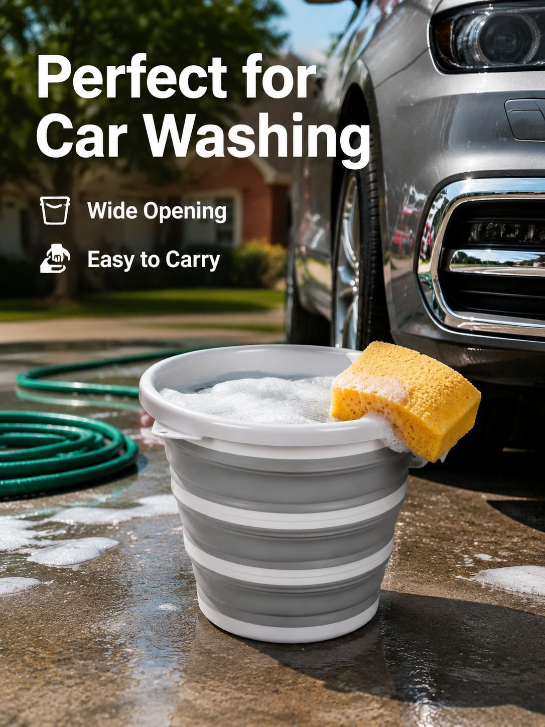 Foldable water bucket, car wash bucket, outdoor travel fishing bucket, water storage bucket, lightwe