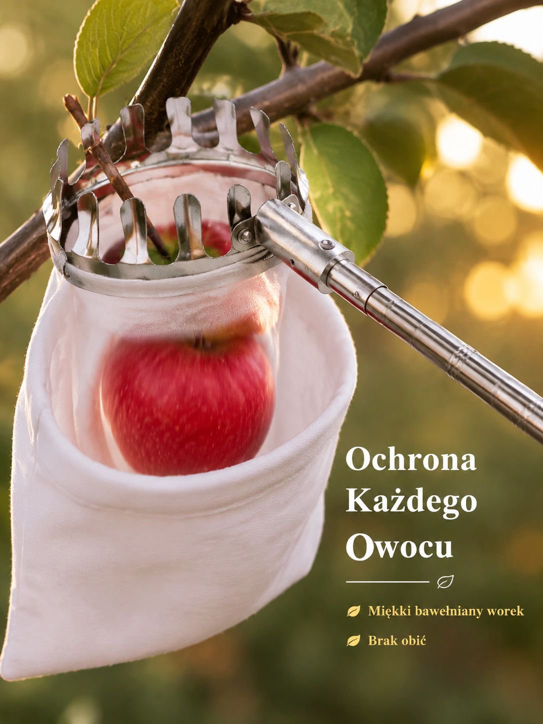 Regulowany Teleskopowy Zbieracz Owoców do Sadu Lekki