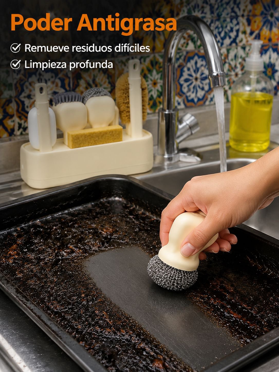 Kit de cepillos para limpieza y organización de cocina