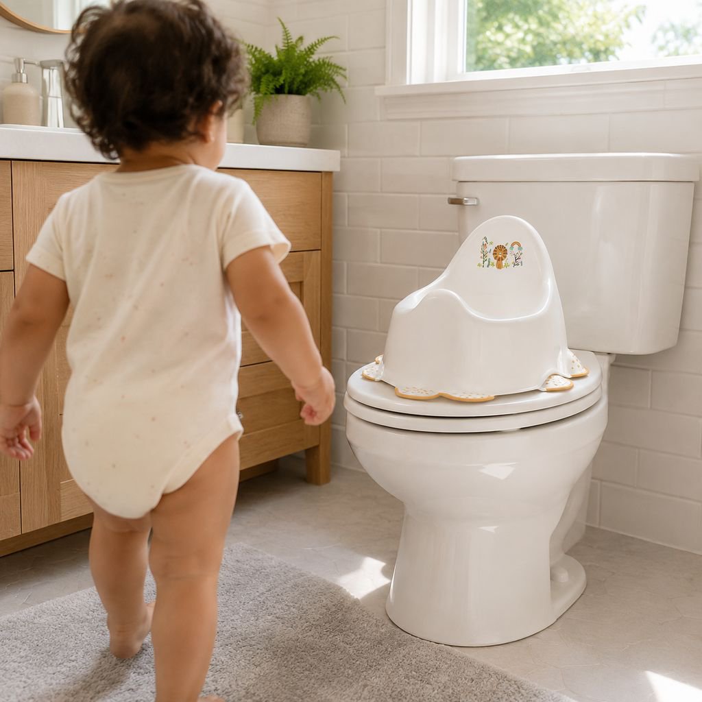 Asiento de inodoro portátil para niños en color azul
