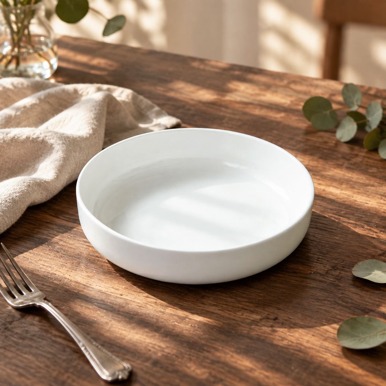 Plato de cerámica blanco puro
