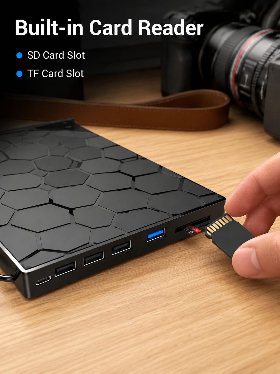 USB Multifunctional External Optical Drive with SD/TF Card Reader and Type-C Blu-ray Burner