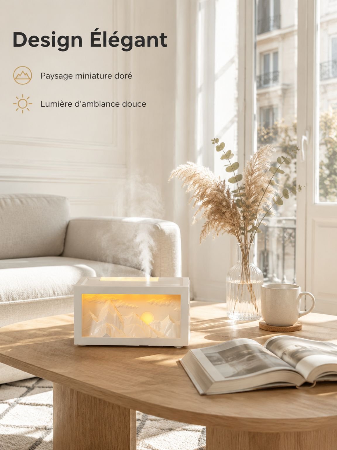 Humidificateur Montagne Dorée au Lever du Soleil