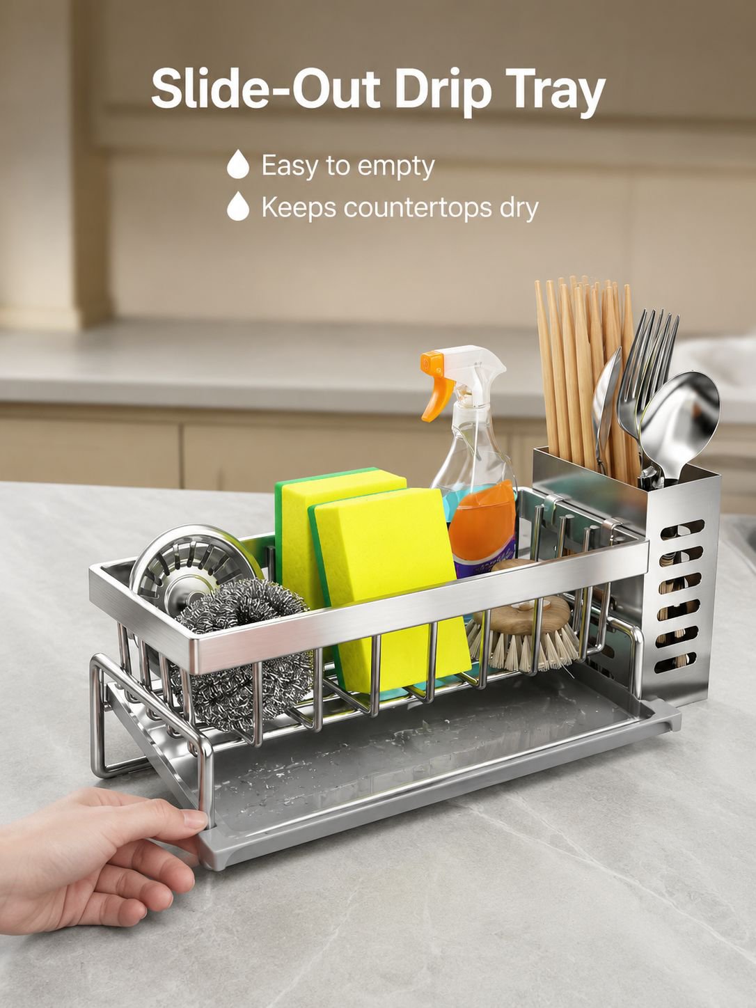 Kitchen Sponge Rag Storage Basket Dishwashing Sink Organizer