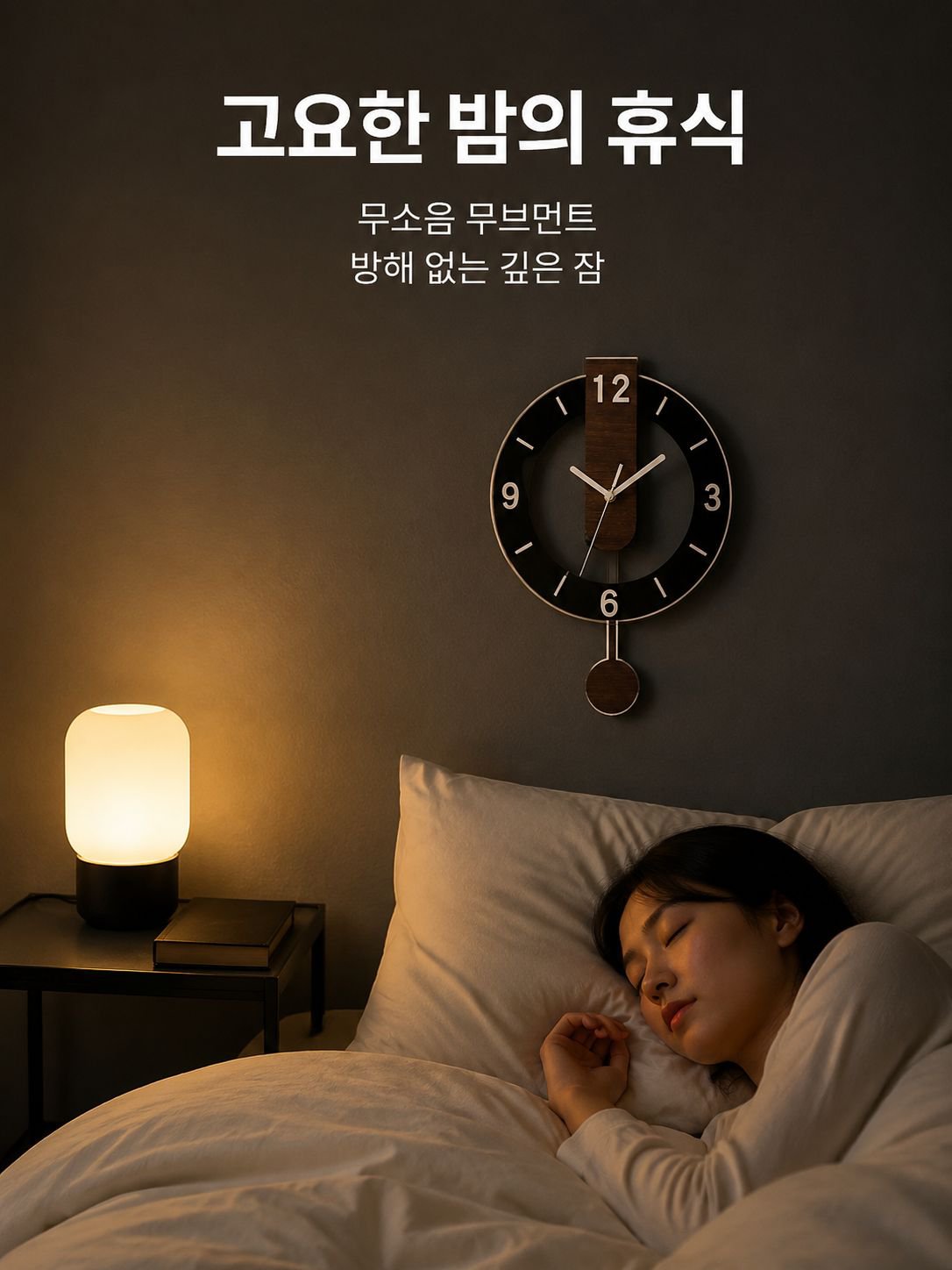 심플 우드纹 무소음 벽시계