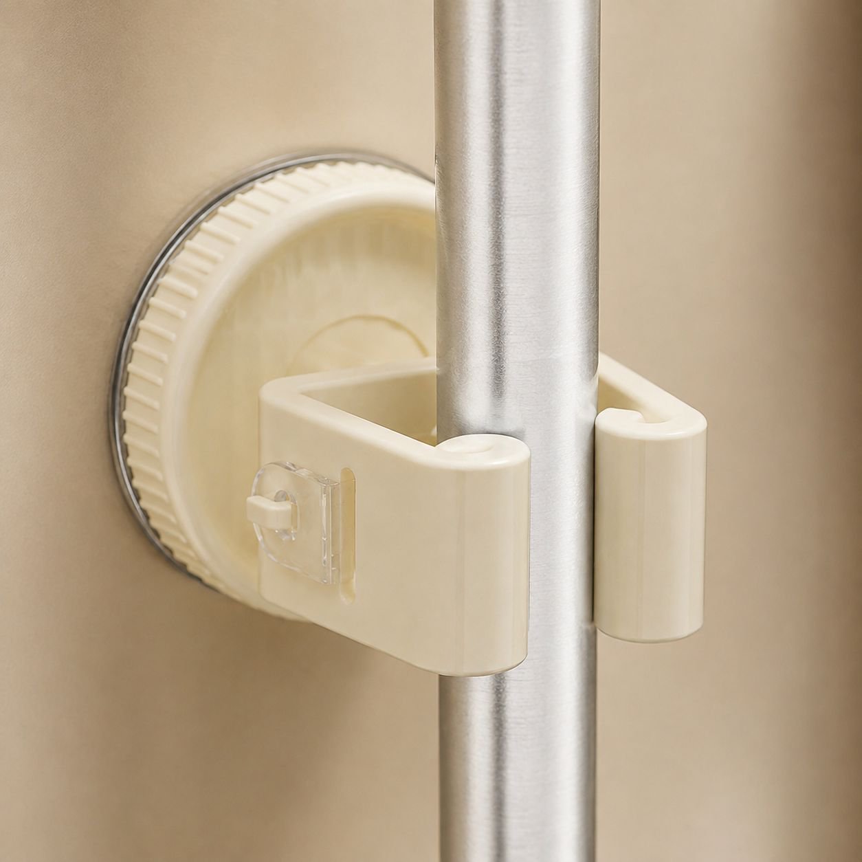 Space-saving mop and broom storage solution