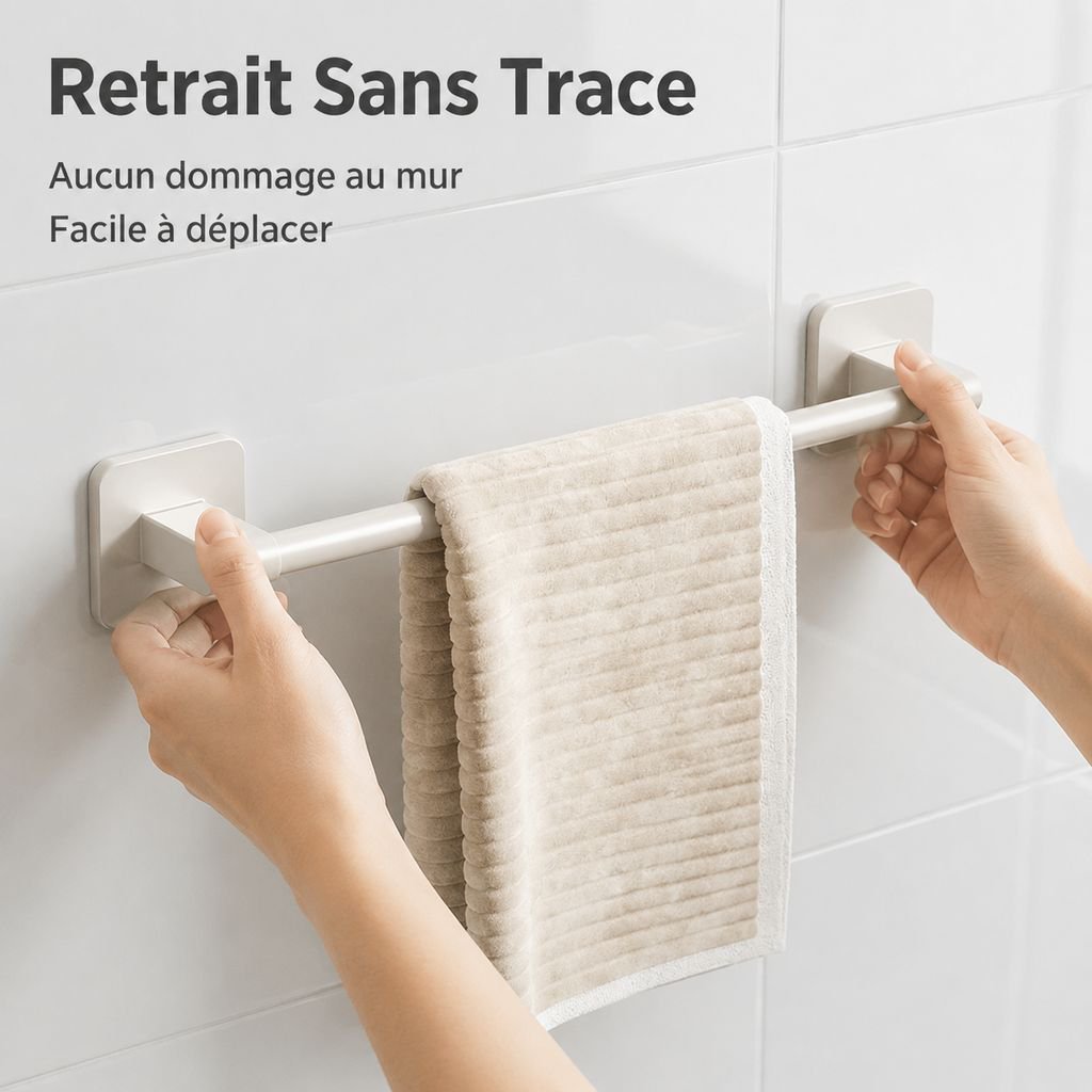 Porte-serviettes mural (sans perçage)