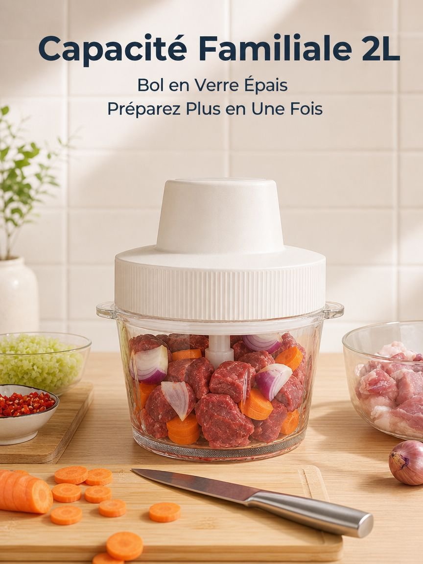 Hachoir à viande multifonction électrique domestique automatique 2L