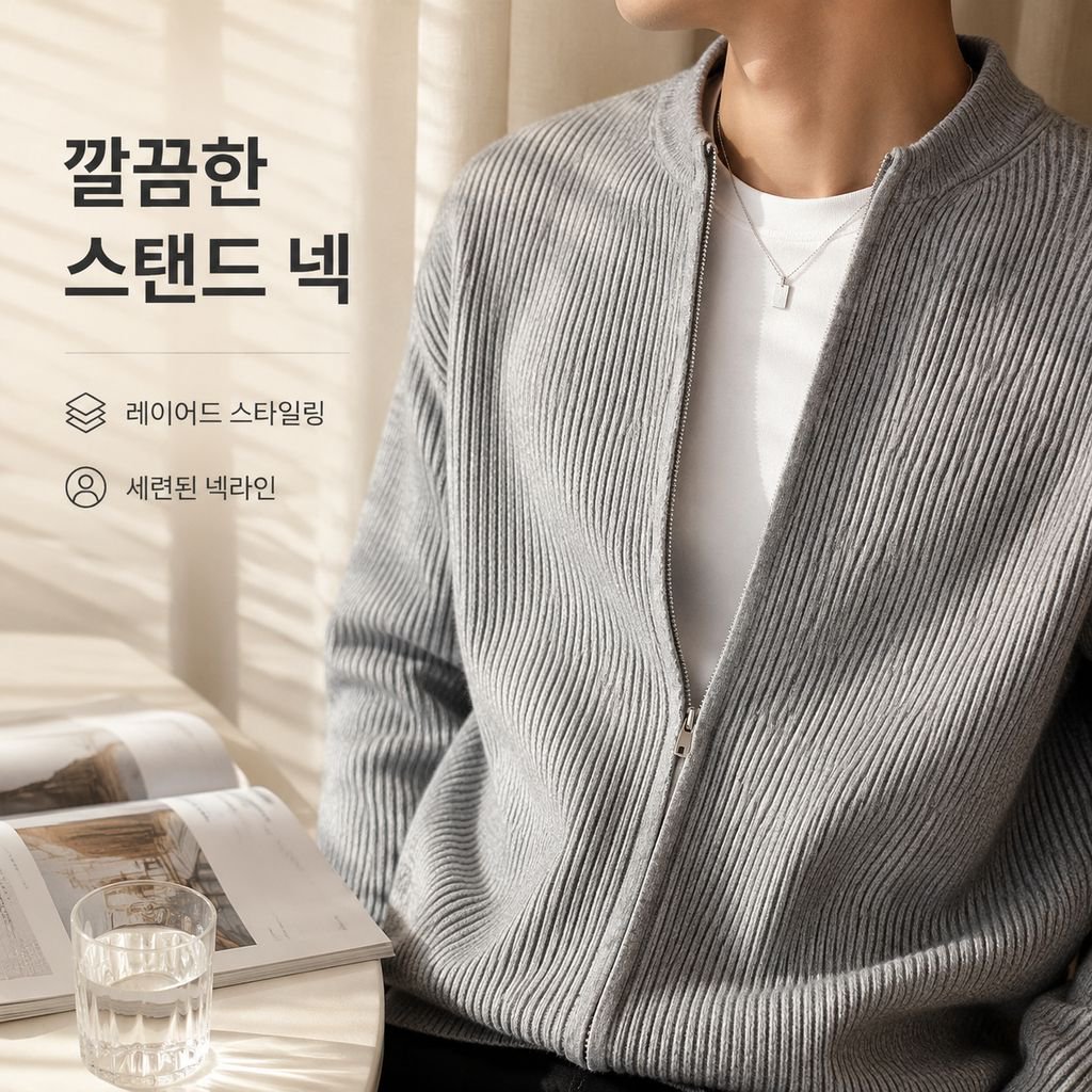남성용 단색 니트 가디건