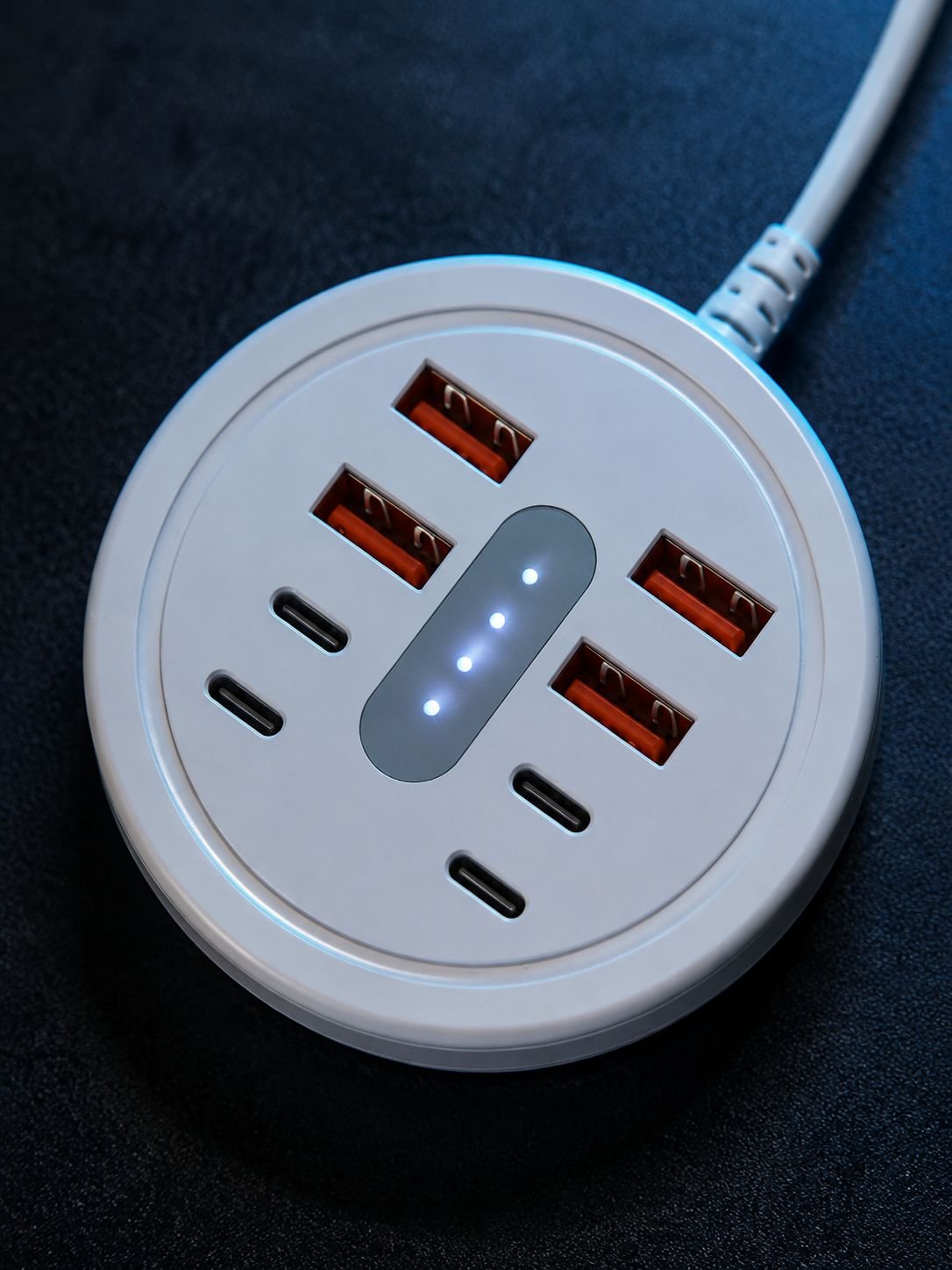 Circular 8-in-1 Portable Multi-Port Dock with USB + Type-C Fast Charging Phone Adapter Power Strip